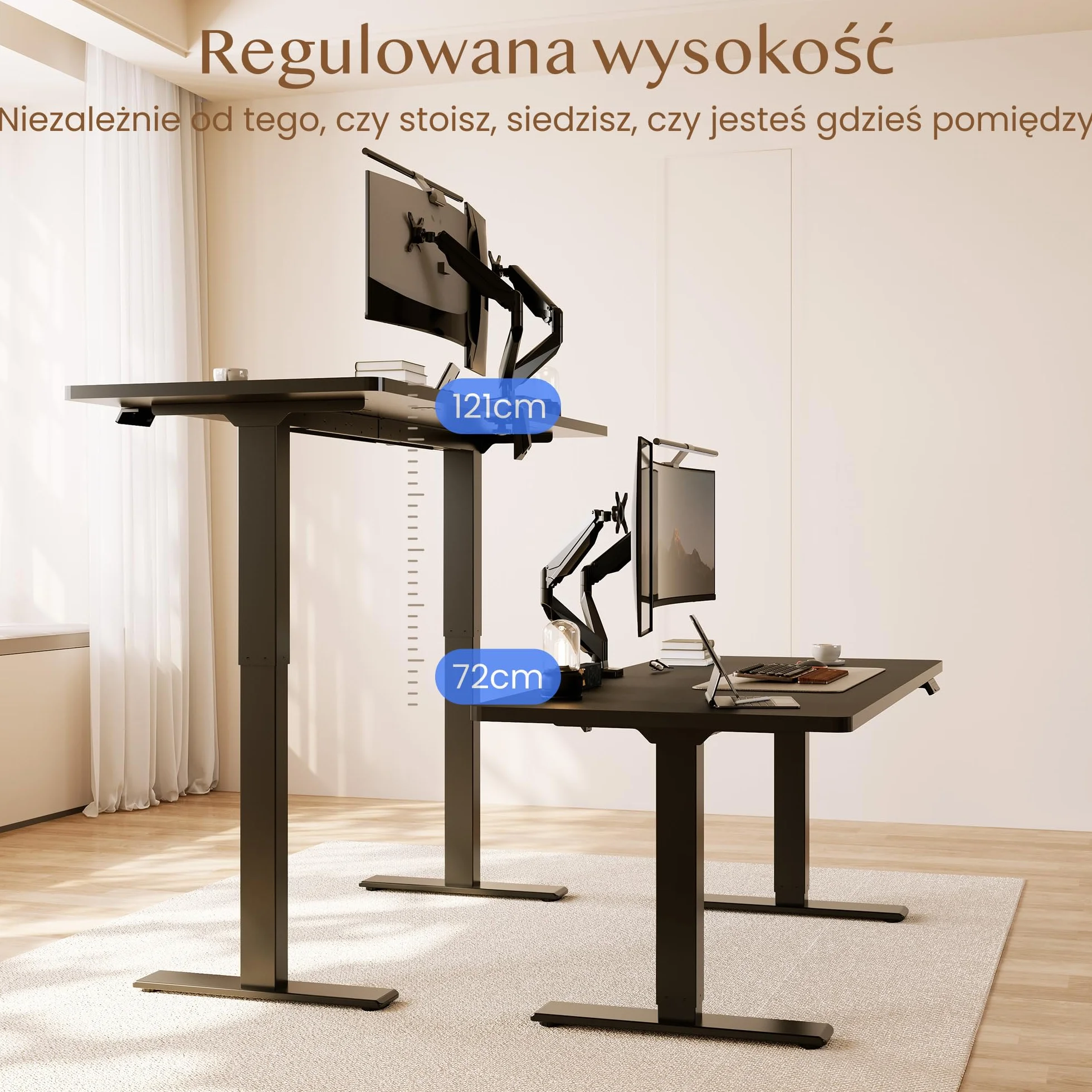 FLEXISPOT QB2 Elektryczne biurko regulowane 2 silniki 200 x 80 cm z regulacją wysokości, siedząco-stojące, z panelem smart 4 pamięci i systemem antykolizyjnym (Czarny + Czarny, 200 x 80 cm)