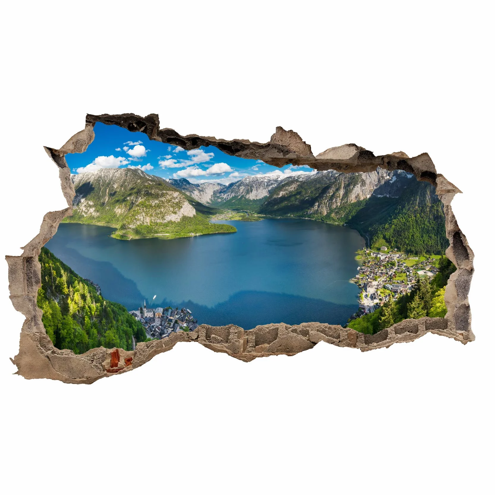 WL47 austriacka naklejka ścienna 3D przełom miasta krajobraz przygoda samoprzylepna wys. 60 x szer. 100 cm