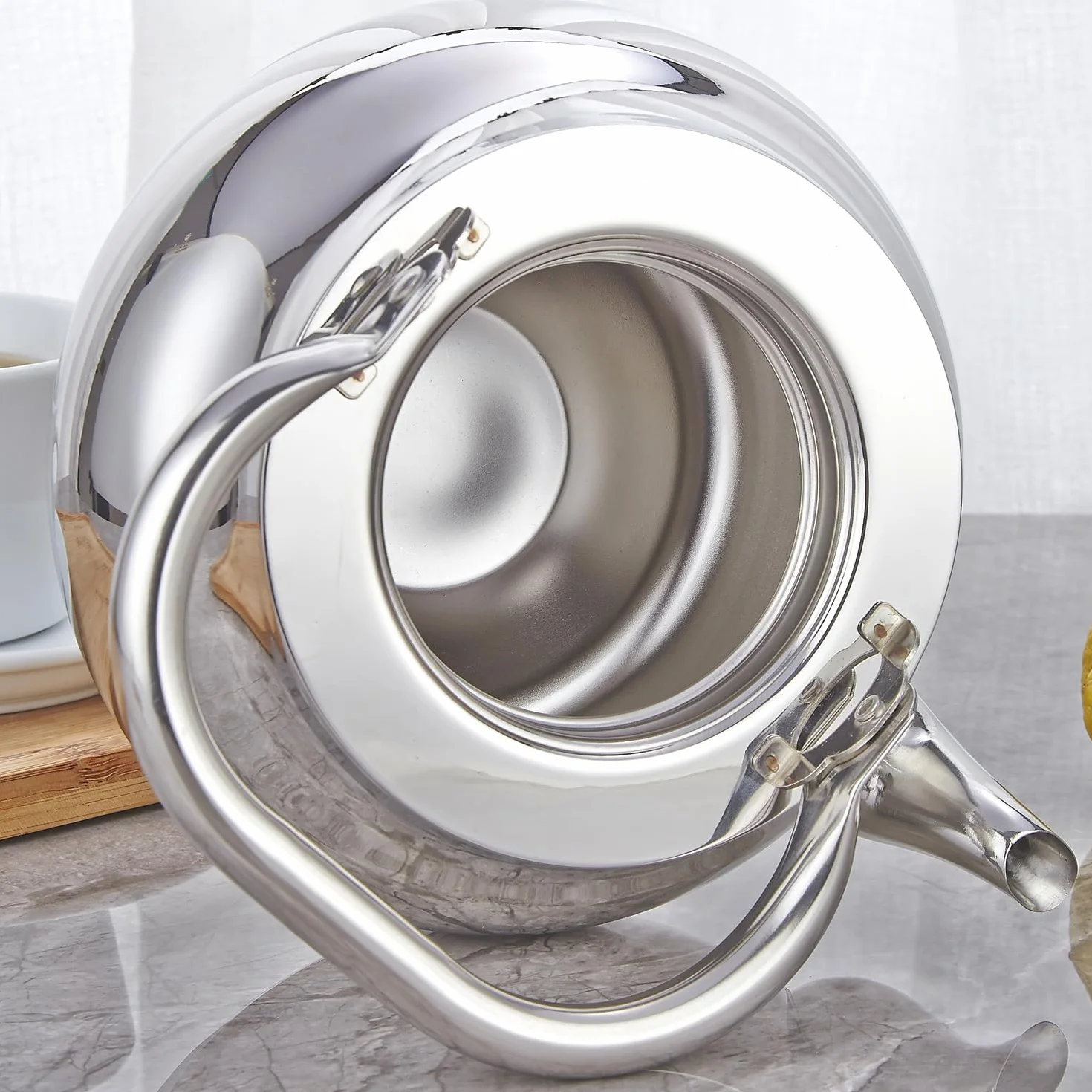 SANQIAHOME Czajniczek ze stali nierdzewnej z wyjmowanym zaparzaczem 71 uncji (2000 ml) Zagęszczony lustrzany polerowany ekspres do herbaty z płytą kuchenną do ziół i naparów