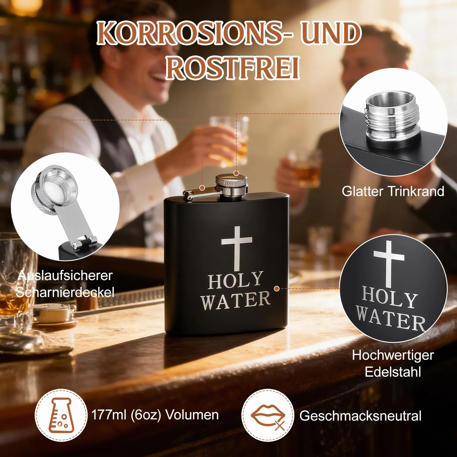 PRETYZOOM Butelka na Wino ze Stali Nierdzewnej - Hip Flask do Whisky, Zabawna dla Mężczyzn, Przenośna na Alkohol, Artykuły Ślubne, Napoje Krzyżowe
