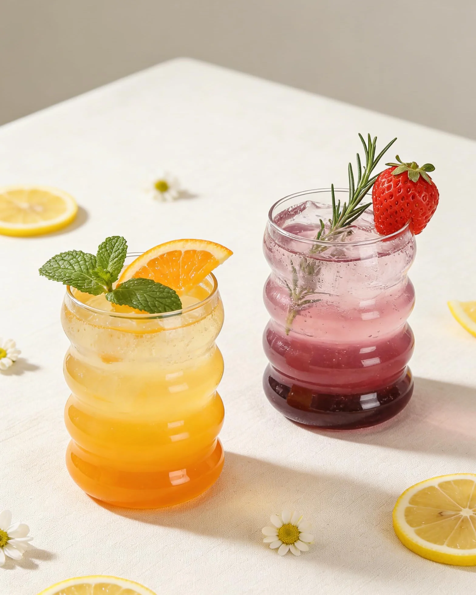 Zestaw 4 szklanek 350 ml z falistym wzorem i szklanymi słomkami – Bubble Glassy do koktajli, kawy mrożonej, wody i napojów gazowanych, z dołączoną szczotką