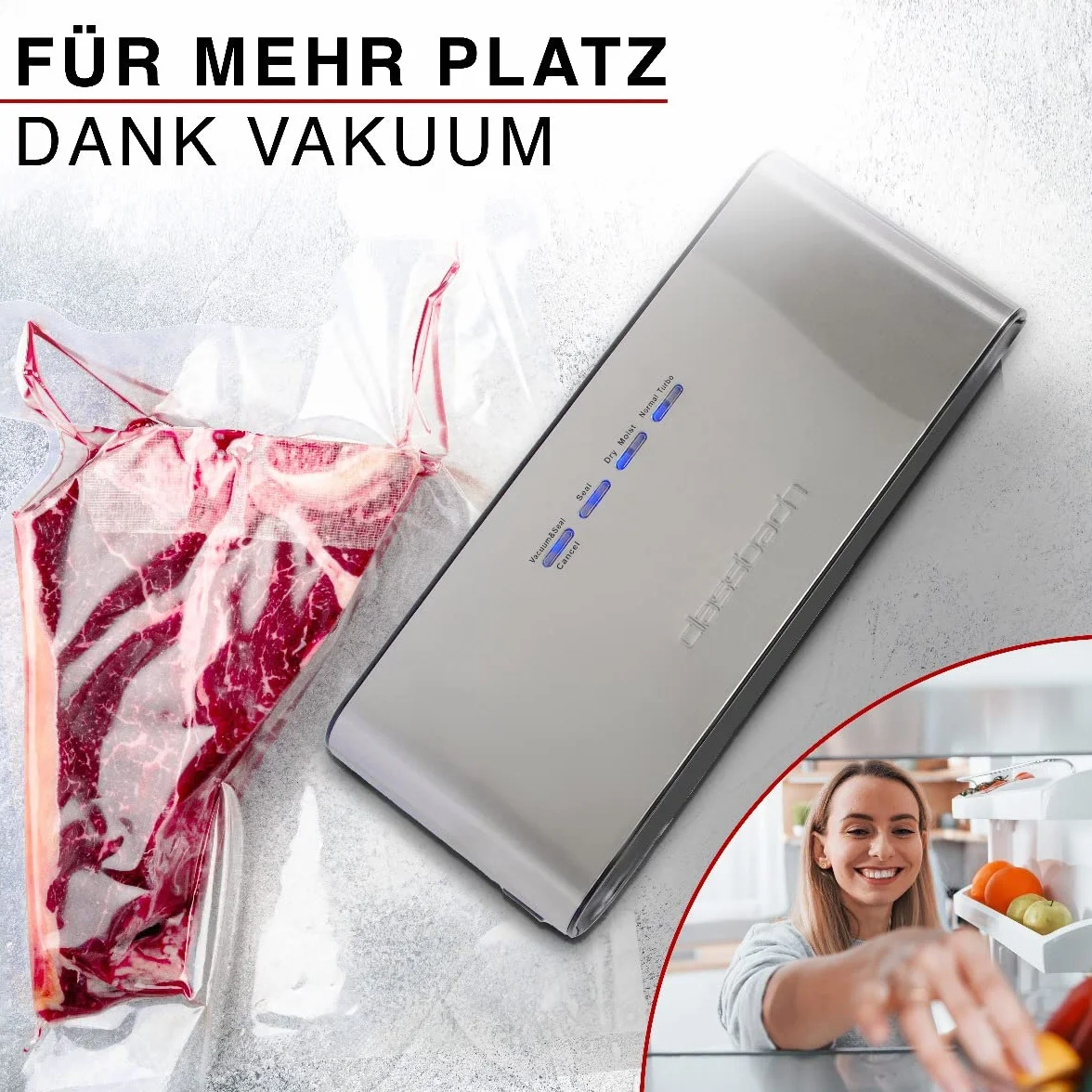 C-VK 4000 Vacuum Sealer Stainless Steel Food Storage Bags Included