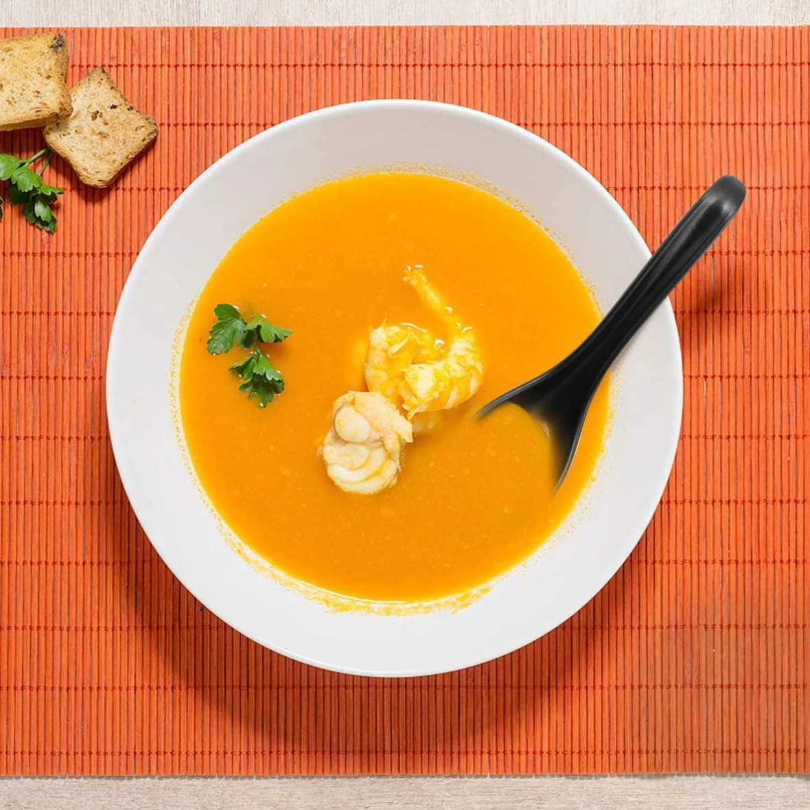LATRAT 6 sztuk melaminy łyżki do zupy, azjatyckie łyżki do zupy, melaminy łyżka do ryżu z długim uchwytem do makaronu Wonton Soba Rice Pho Ramen
