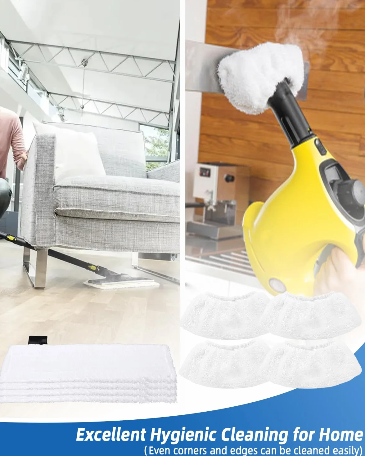 8 Zestaw ściereczek z mikrofibry kompatybilnych z odkurzaczami parowymi EasyFix SC 2, SC 3, SC 4, SC 5, zestaw akcesoriów z mikrofibry(4 ściereczki podłogowe+4 osłony dyszy ręcznej)