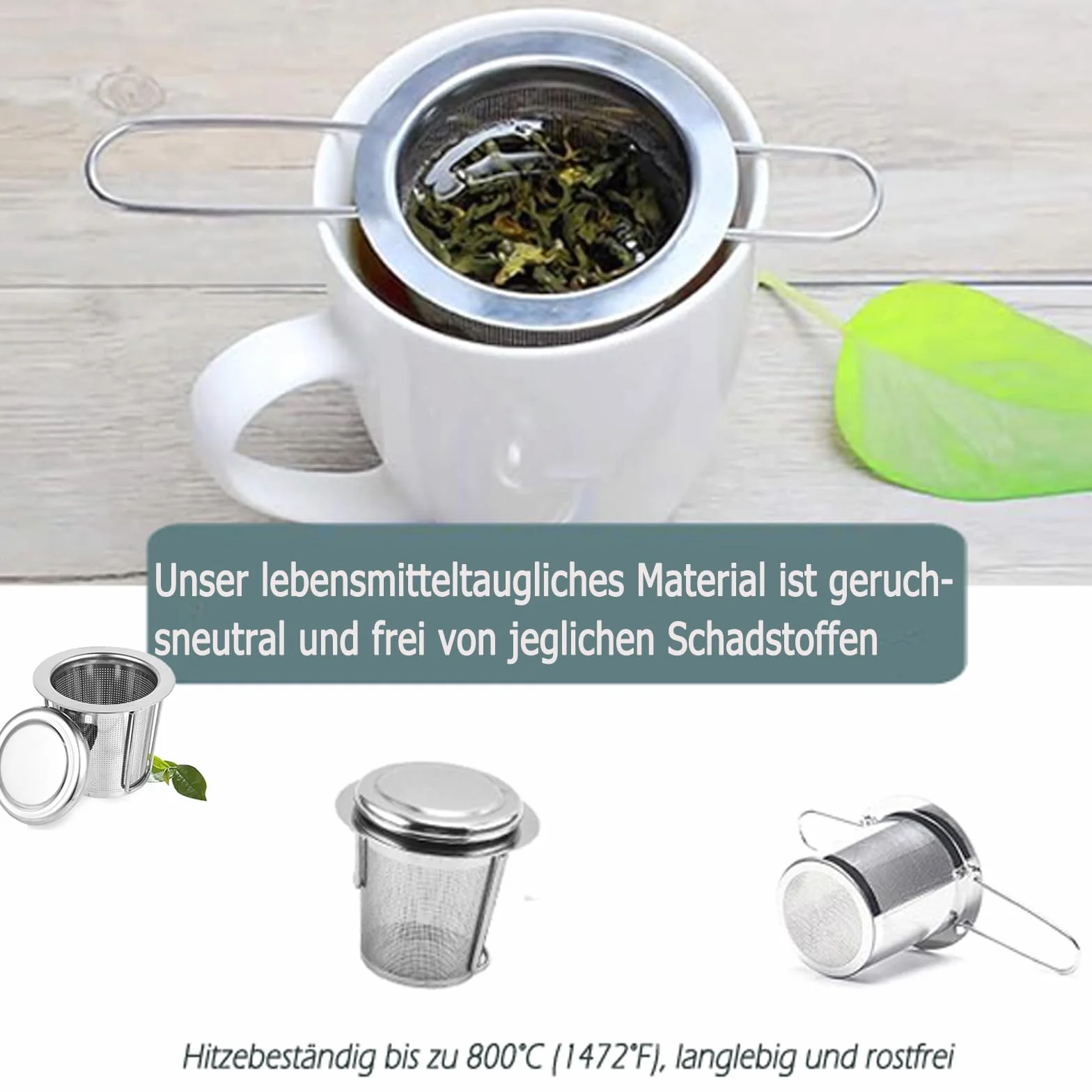 Sitko do herbaty sypkiej ze stali nierdzewnej 304, do herbaty sypkiej, nadaje się do wielokrotnego użytku, pasuje do większości filiżanek do herbaty, miseczek do herbaty