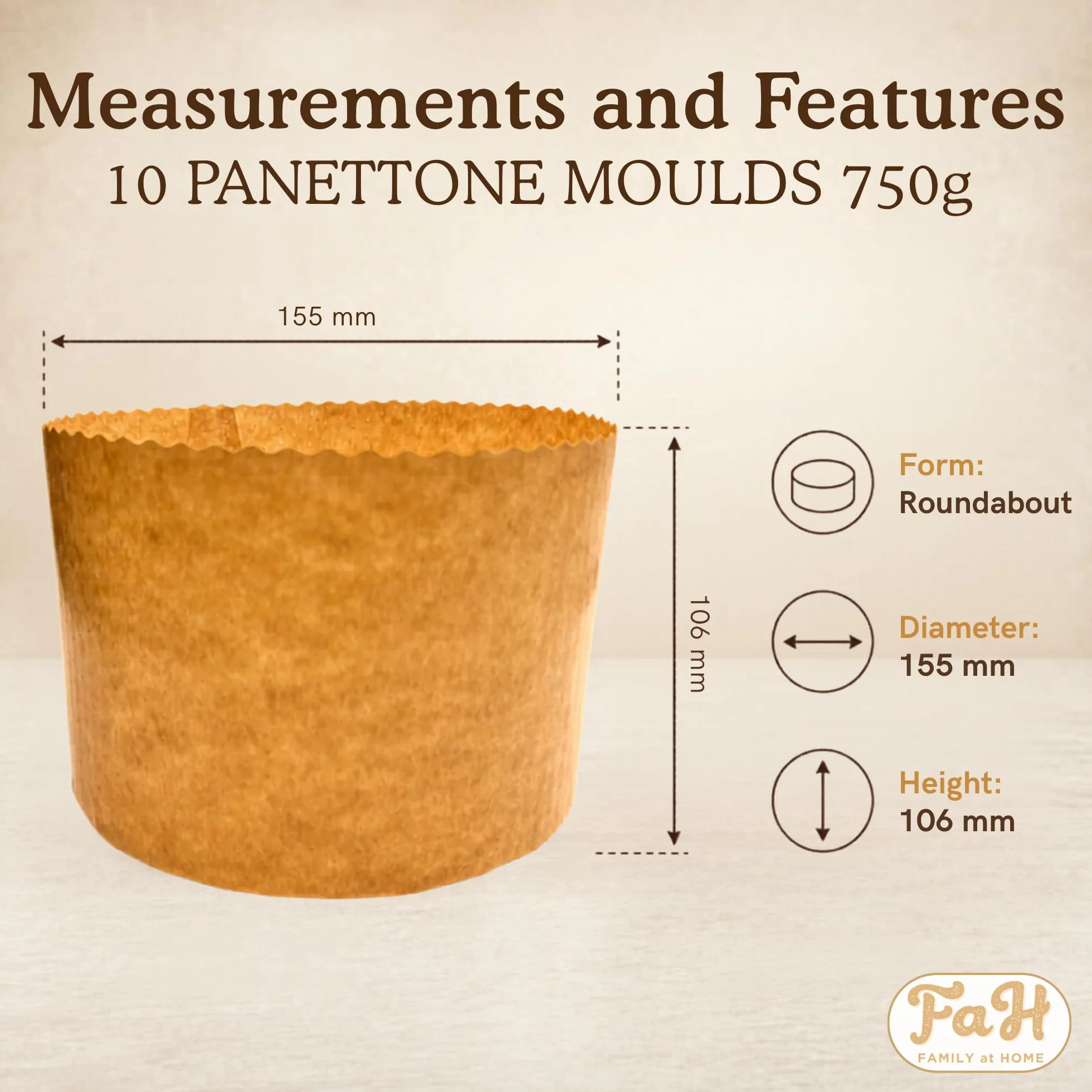 Forma do panettone 750 g 10 szt. z papieru celulozowego kalandrowana