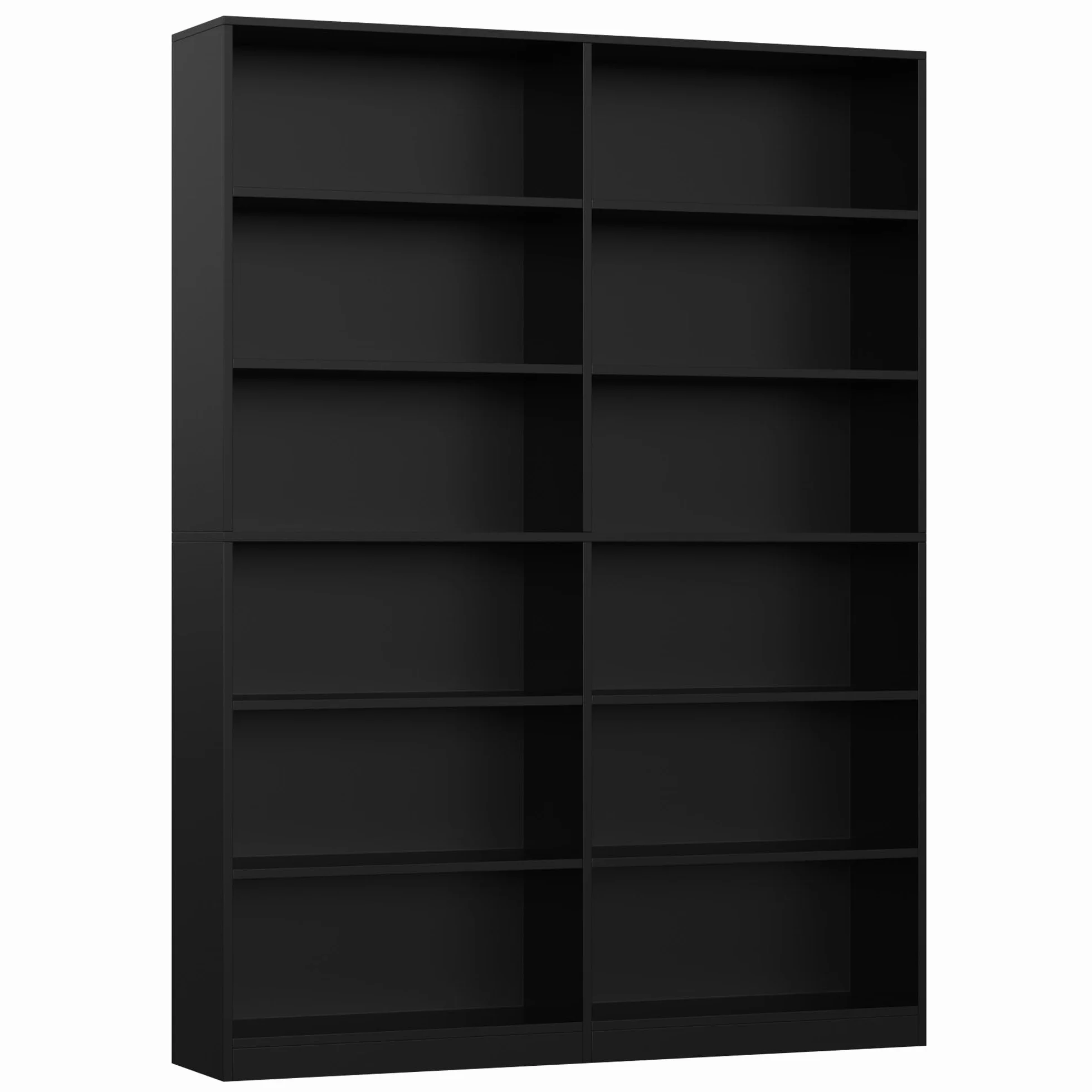 FirFurd Regał na książki z 12 przegródkami, szafka na książki, regał stojący, regał do przechowywania do salonu, biura, kuchni 120 x 30 x 188,7 cm, kolor czarny