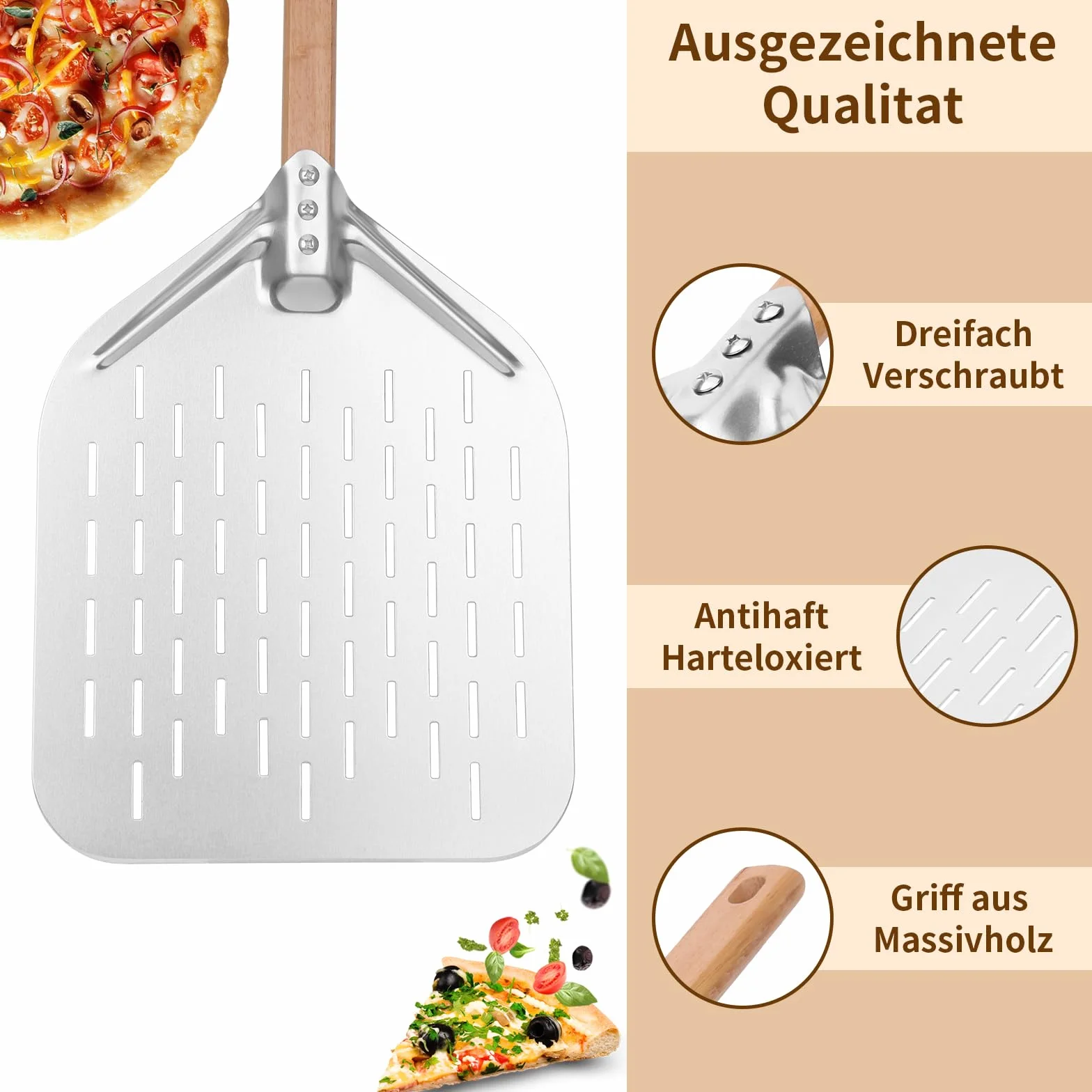 Łopatka do pizzy 40 * 30 cm 12 cali z dużą powierzchnią i zdejmowanym uchwytem Łopatka do pizzy