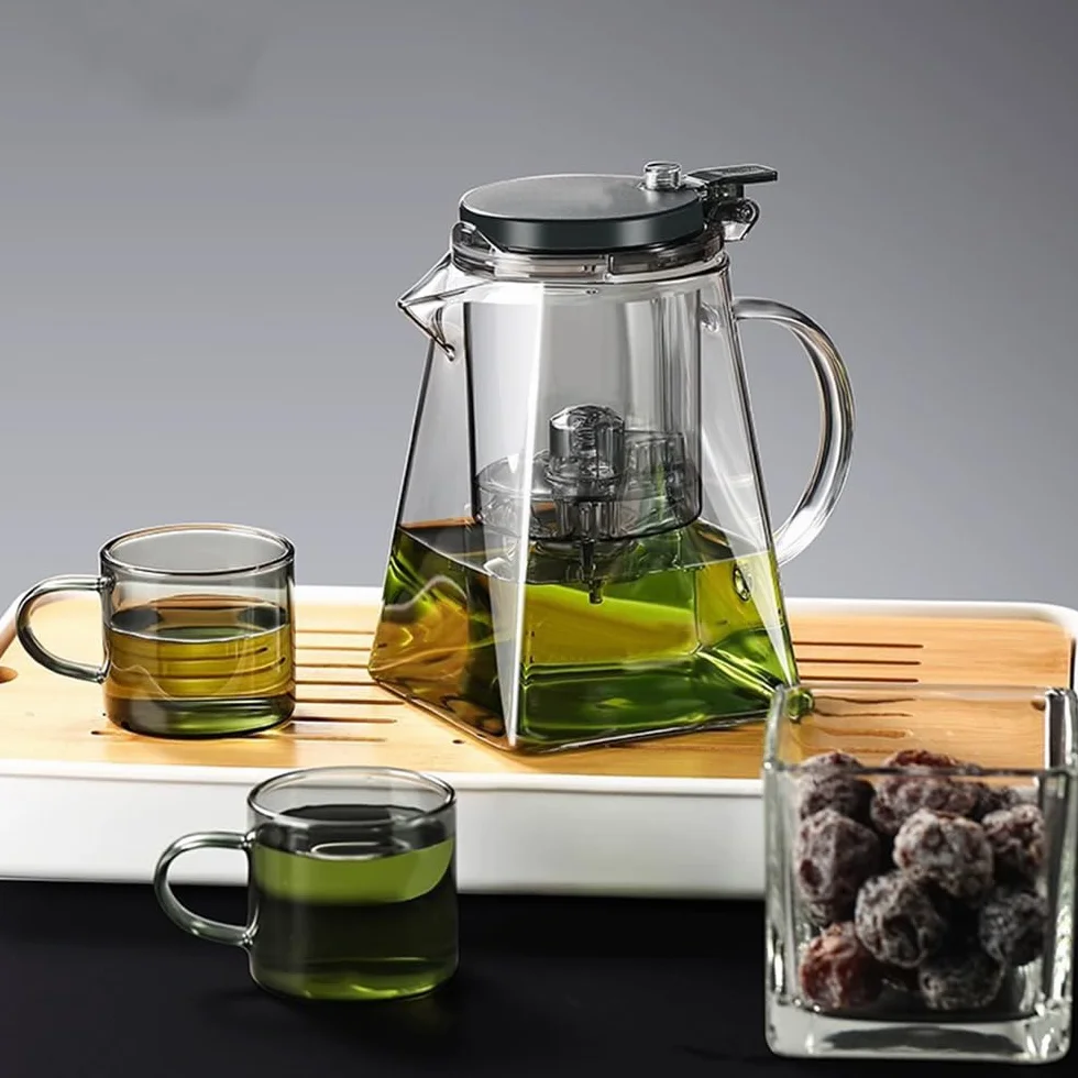 Szklany dzbanek do herbaty ze stali nierdzewnej z infuserem 1000ML Biały