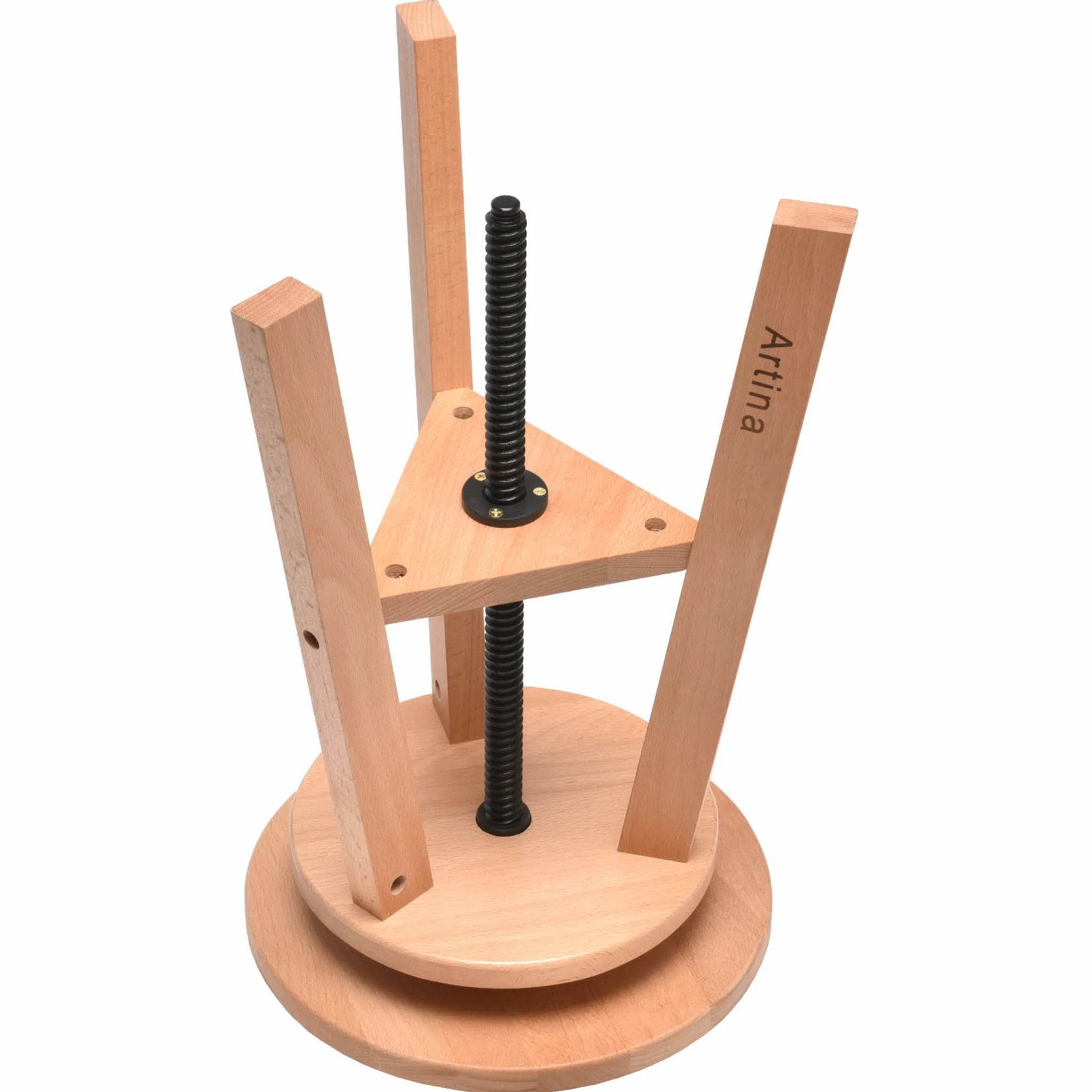 Artina Malhocker Arles Ø 30 cm powierzchnia siedziska, taboret obrotowy drewniany z regulacją wysokości 48-66 cm - okrągły taboret artystyczny obrotowy o 360 stopni i wytrzymały, drewno bukowe