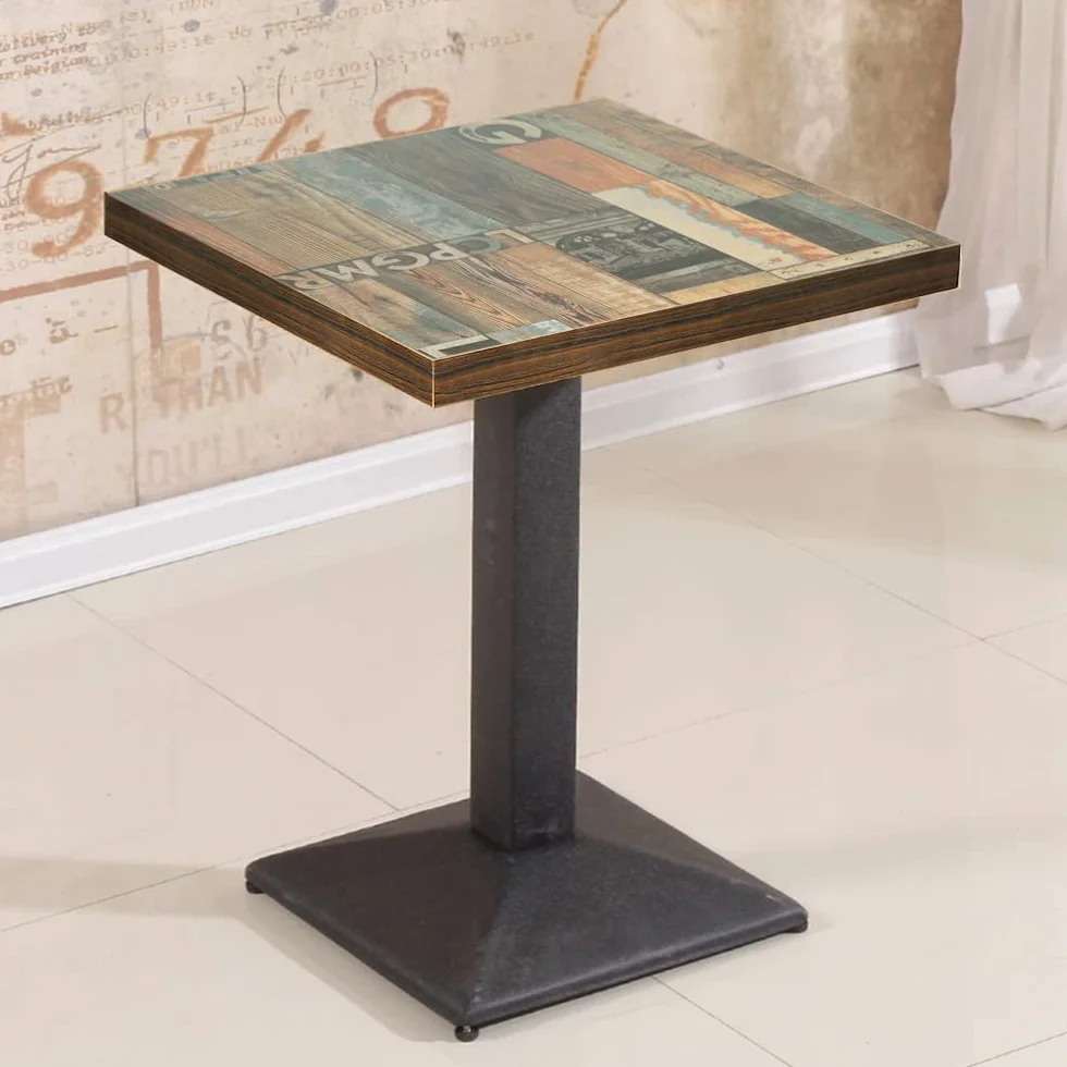 ShiShi Retro Industrial Stolik jadalny, Wysokość w 75 cm, Kwadratowy stół kuchenny, stół kuchenny z metalu i drewna, Stół bistro dla 1-4 osób (Brązowo-czarny D3 60×60×75 cm)