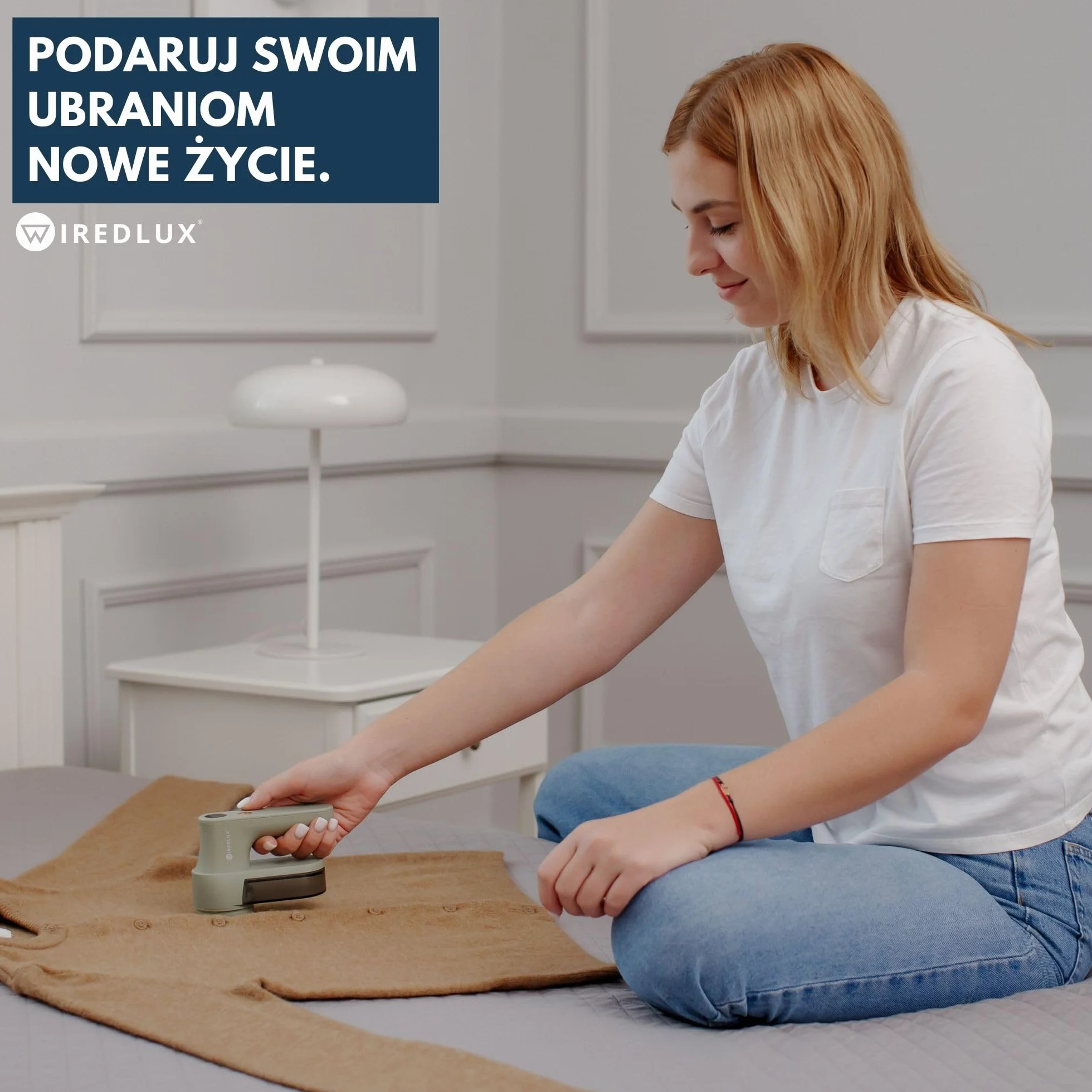 Elektryczna golarka do ubrań – Golarka do tkanin i elektryczna golarka do kłaczków, 3 prędkości, wyświetlacz LED, ładowanie USB – Przenośny odmechacz z podwójną ochroną (Sage)