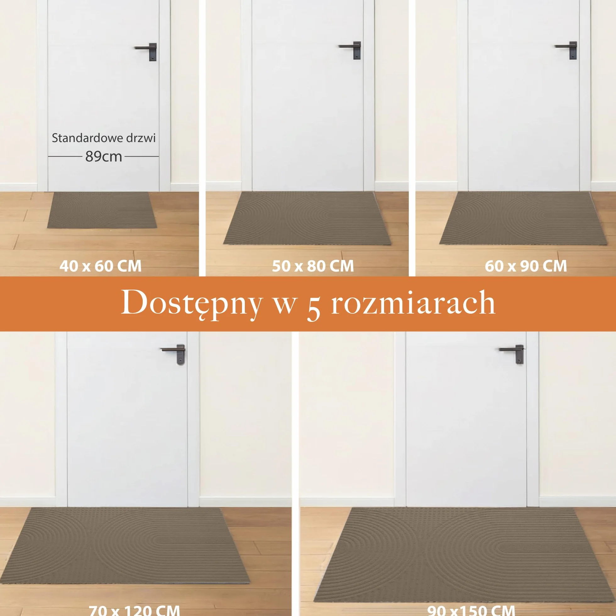 Mata wejściowa do wewnątrz i na zewnątrz 50x80 cm - Antypoślizgowa i chłonna mata wejściowa, certyfikat Oeko-Tex - Zatrzymuje brud i wilgoć - Można prać w pralce - Wzór tęczy - Brązowy