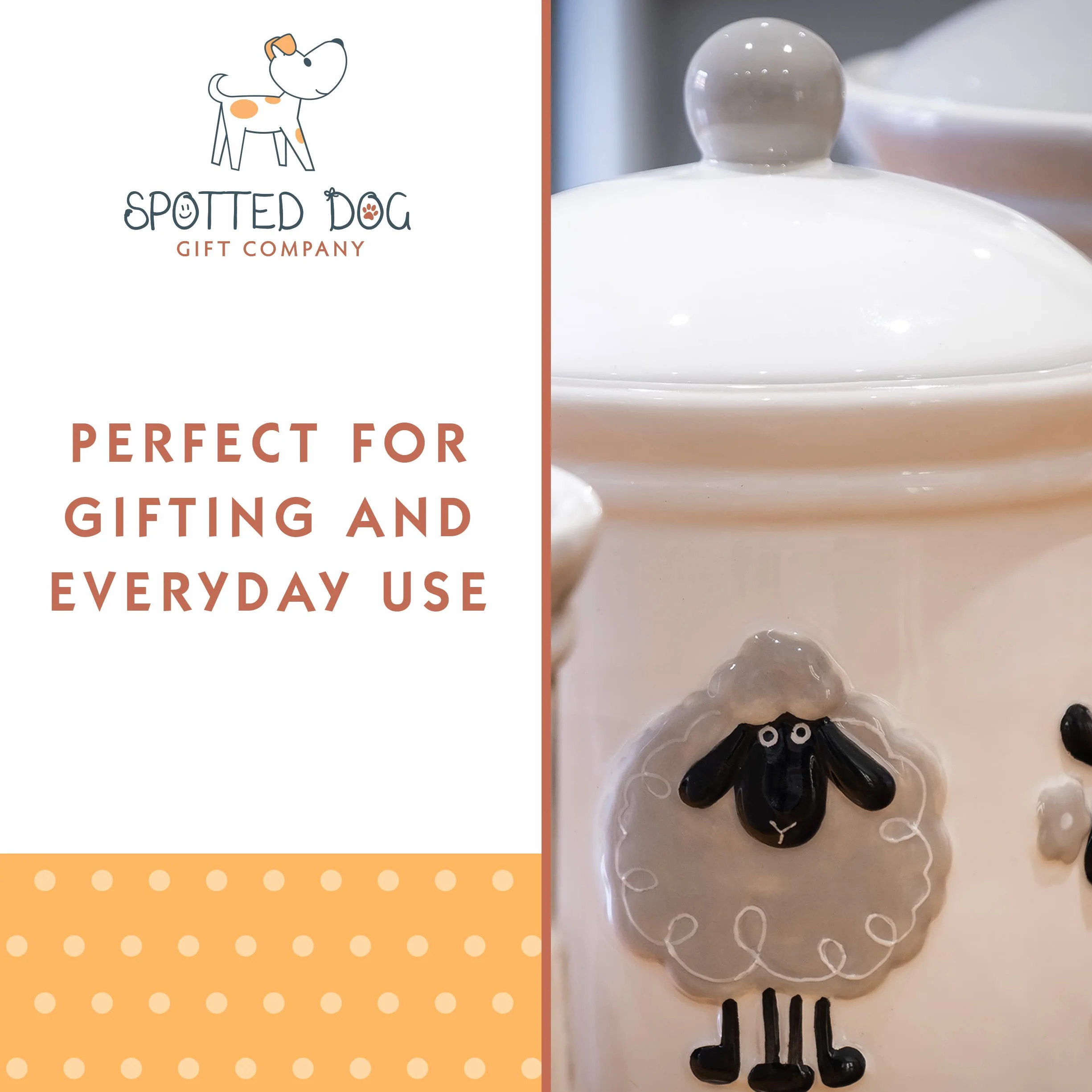 Ceramic Storage Jar with Lid for Kitchen Animal Themed Sheep Gifts for Women (White Jar)