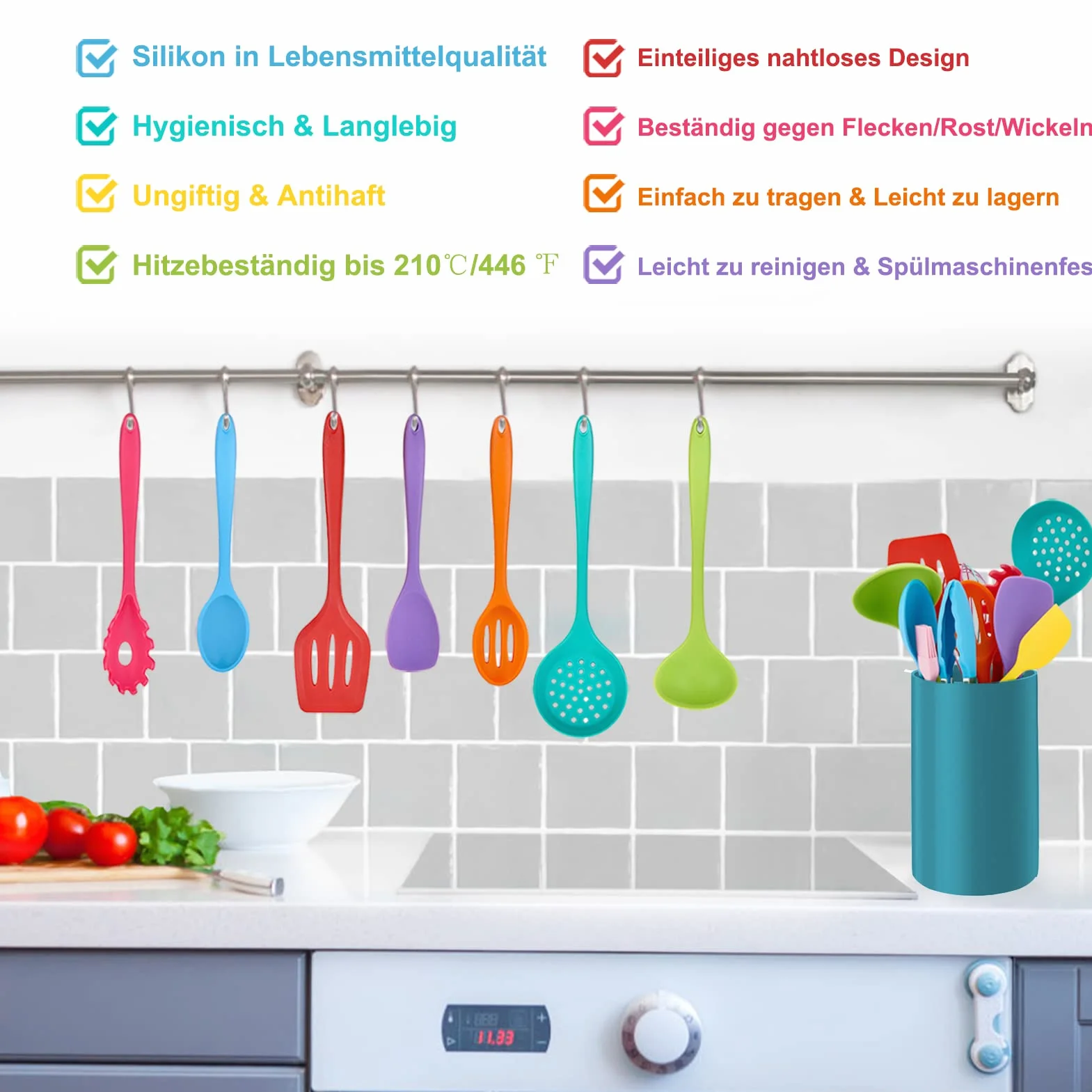 Homikit Zestaw przyborów kuchennych silikonowych 12-częściowy odporny na wysokie temperatury