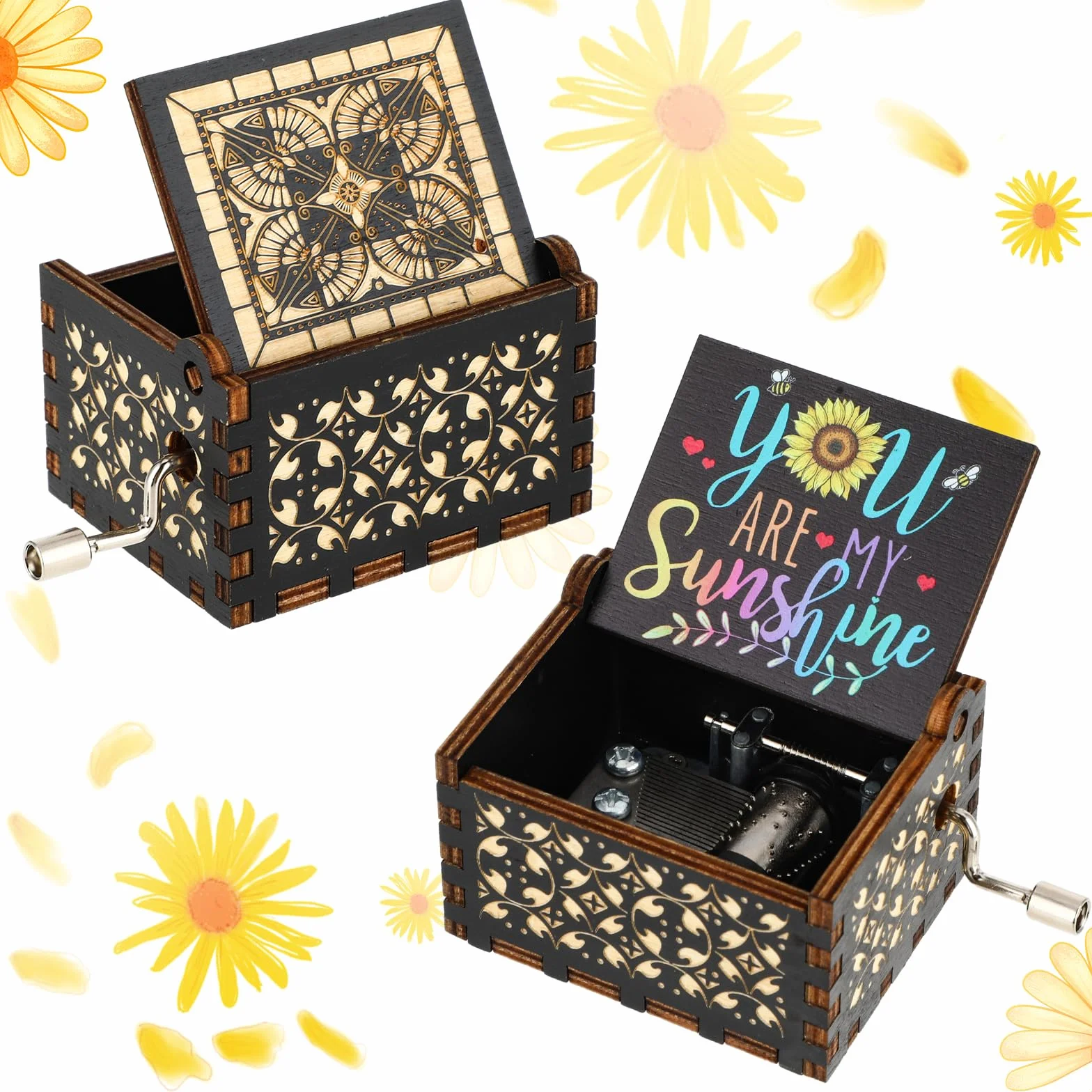 Jeffdad Muszelki Muzyczne „You Are My Sunshine”, Drewniane, Laserowo Grawerowane, Vintage, Ręczne, Unikalne, Muzyczne Puzzli na Ręczne Wykręcanie, Prezenty na Boże Narodzenie, Urodziny, Walentynki
