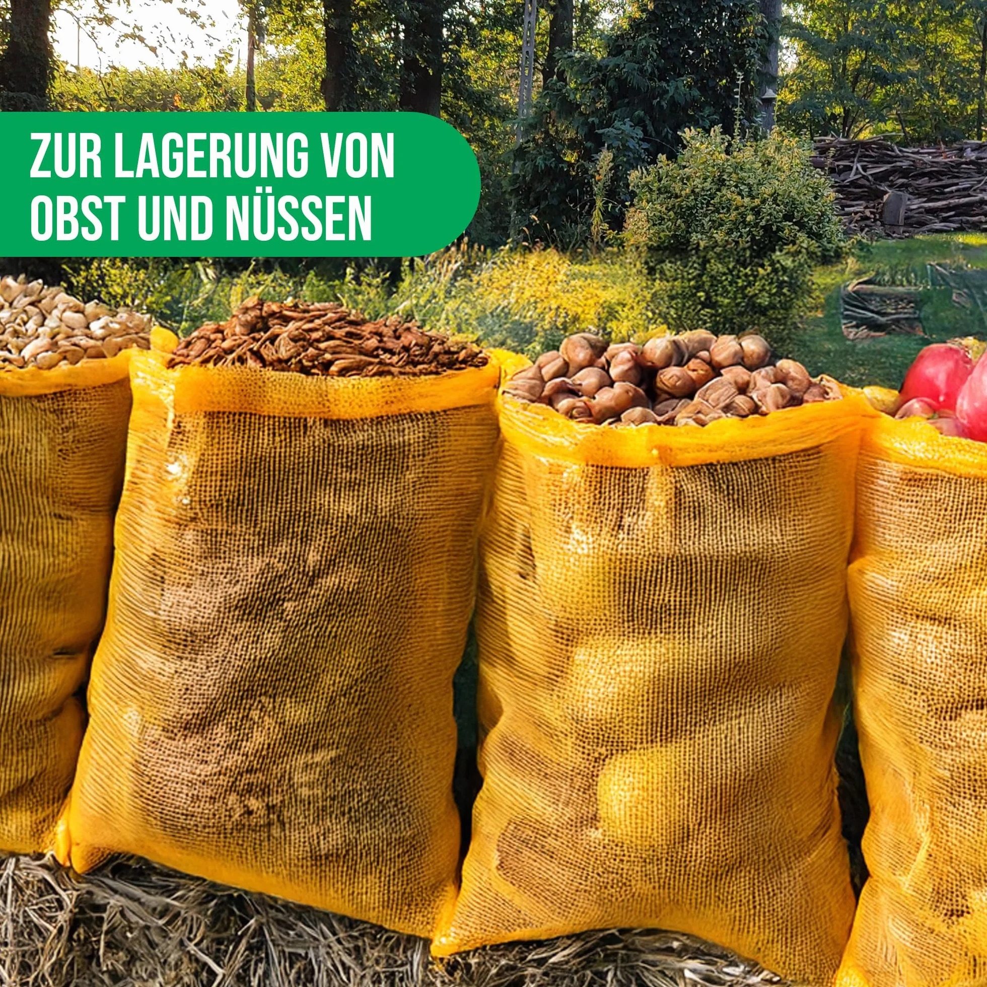 10 sztuk worków siatkowych 35x50 cm 5 kg | pomarańczowe | worki z siatki z rzepem | worek na ziemniaki, worki na cebulę, worki na drewno opałowe