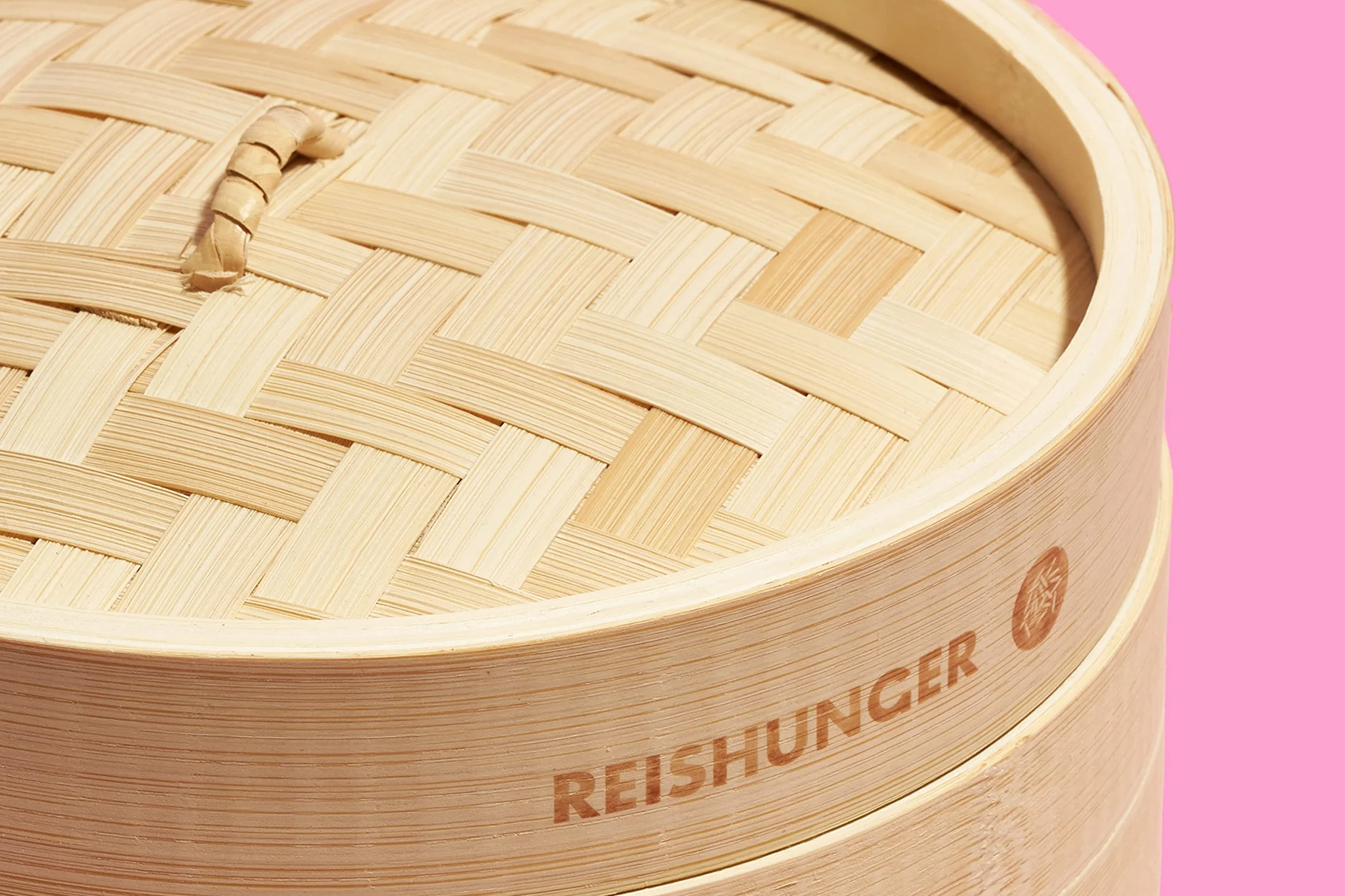 Reishunger Tradycyjny bambusowy parowar dla 4 osób (Ø 25 cm, 2 poziomy) do ryżu, deserów, warzyw, ryb i mięsa – urządzenie do przygotowywania dumpling Maker w zestawie z 2 bawełnianymi ściereczkami