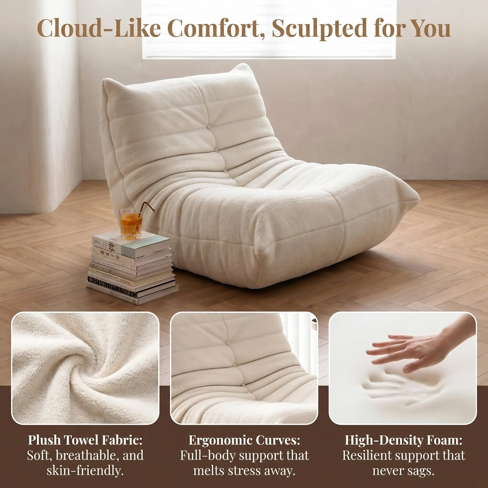 Togo fotel kominkowy, narożne worki do siedzenia, wygodna leniwa sofa podłogowa, fotel wypoczynkowy z pianki o ergonomicznym wzornictwie, do salonu, sypialni, akademika, salonu, biura
