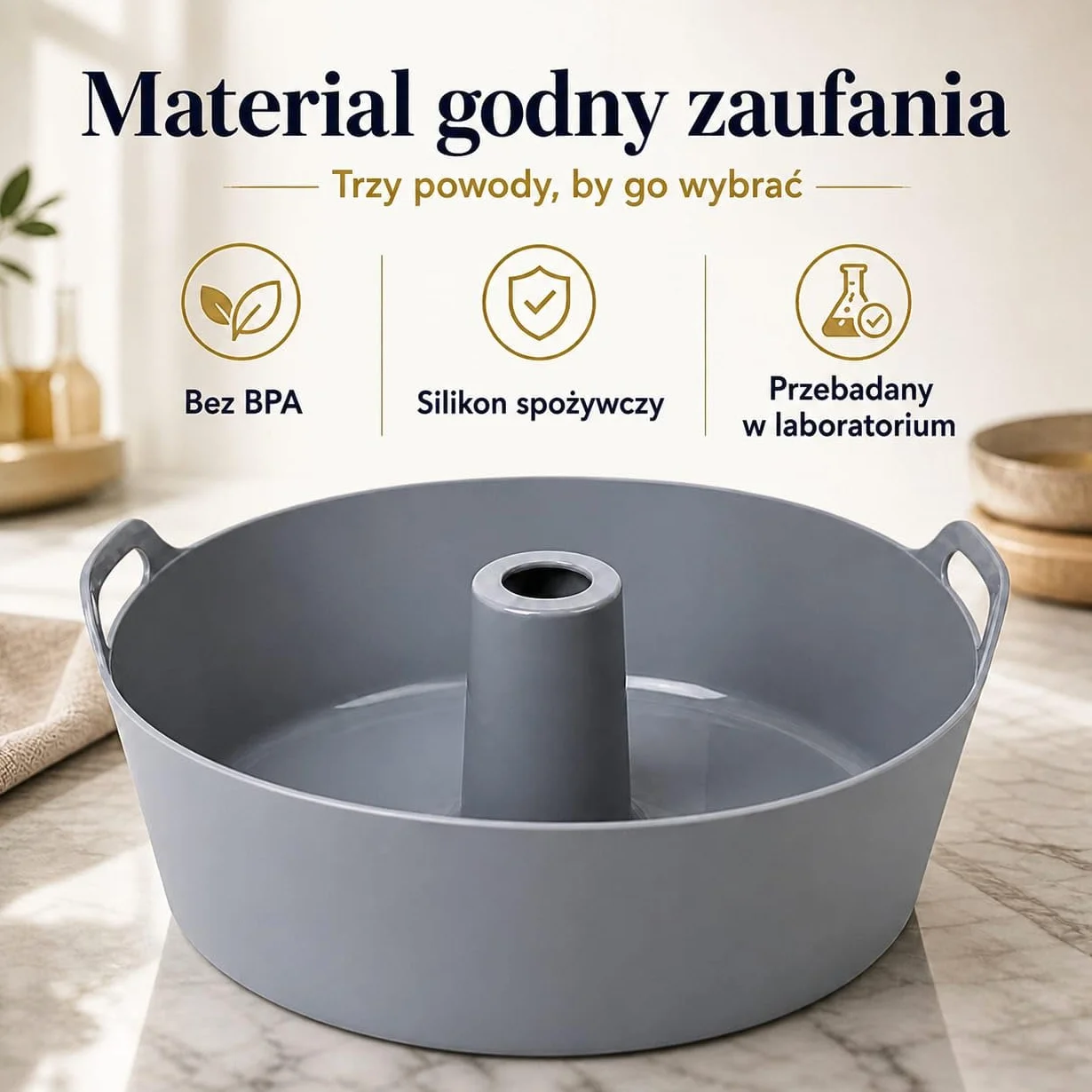 Forma silikonowa do pieczenia 18 cm do airfryera i piekarnika – bez BPA – forma do babki Moljaus – akcesoria do frytkownicy beztłuszczowej