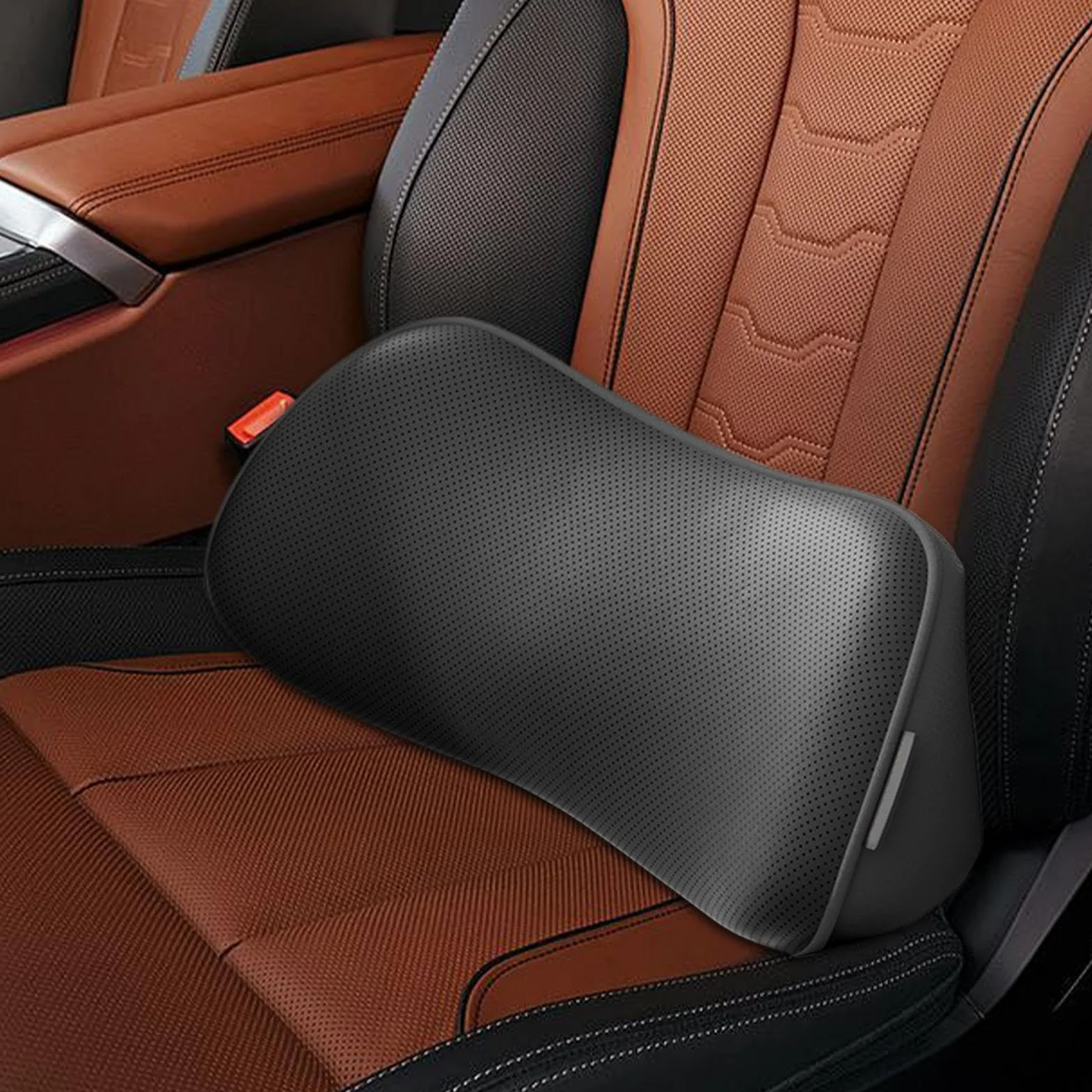 Memory Foam Lumbar Pillow Car Back Support with Adjustable Strap Non-Slip Cushion
