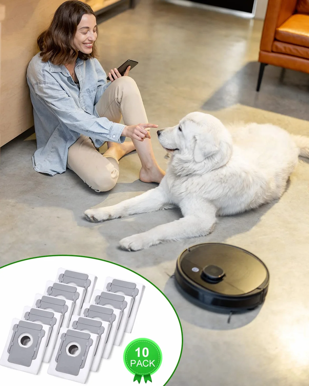 10 worków do odkurzacza do iRobot Roomba i7 i7+ i3 i3+j7 j7+S9 S9+ E5 E6 E7 Clean Base, części zamienne kompatybilne z irobotem Roomba, wszystkie modele automatycznych stacji odkurzających, wymienne worki na kurz