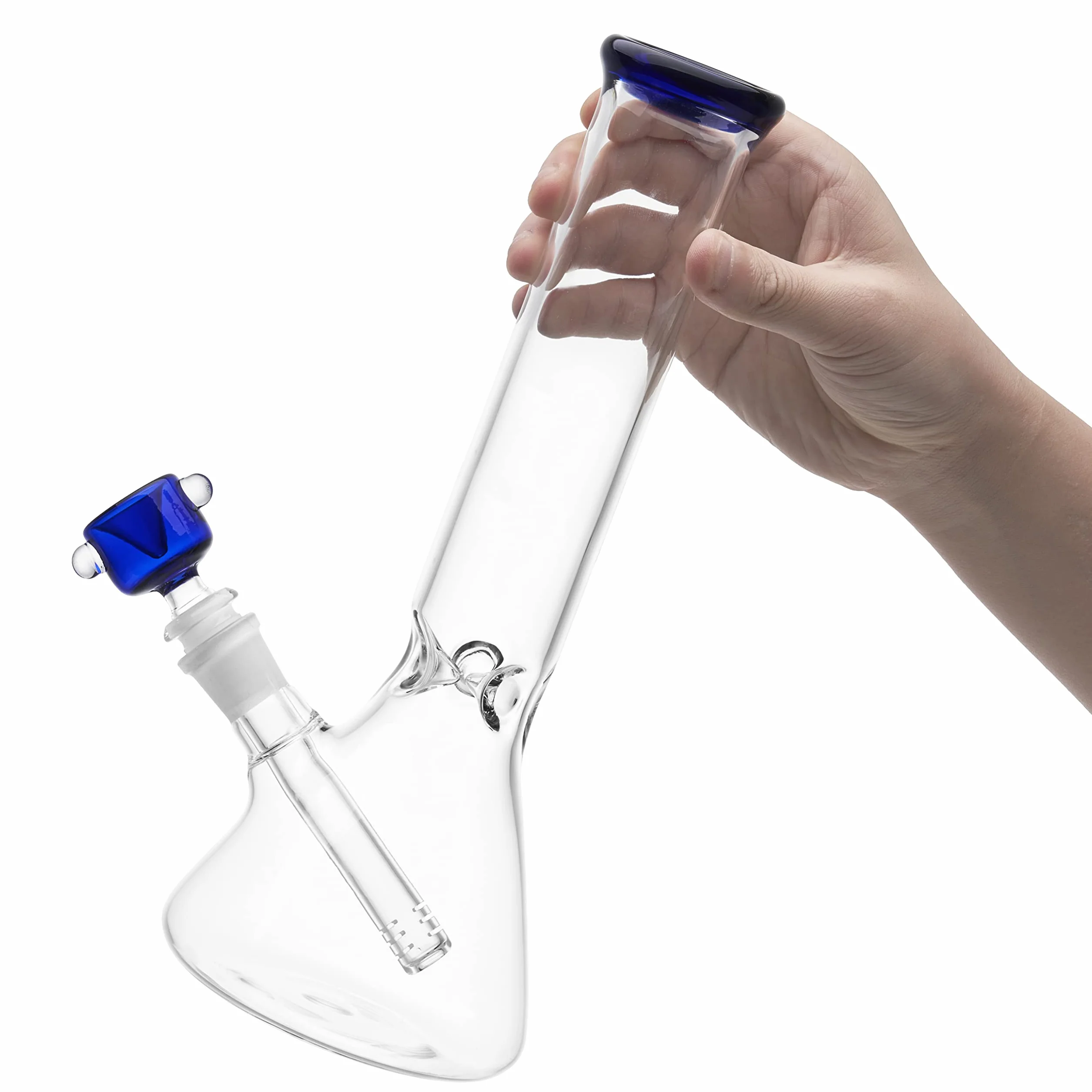 Szklana fajka wodna, 14,5 mm, 28 cm, szklane bongo, perkolator, filtr, bonga z adapterem do miski na dół (niebieski)