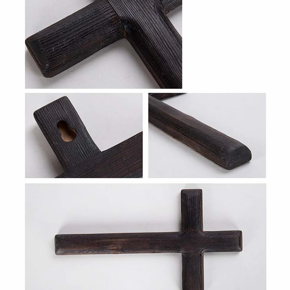 Drewniany Krzyż Christian Jesus Cross Dekoracja Stołu ściennego Duchowy Christian Jesus Cross 11x6,2x0,7 Cala Dekoracyjne Krzyże na ścianę do Pokoju Domowego(#1)