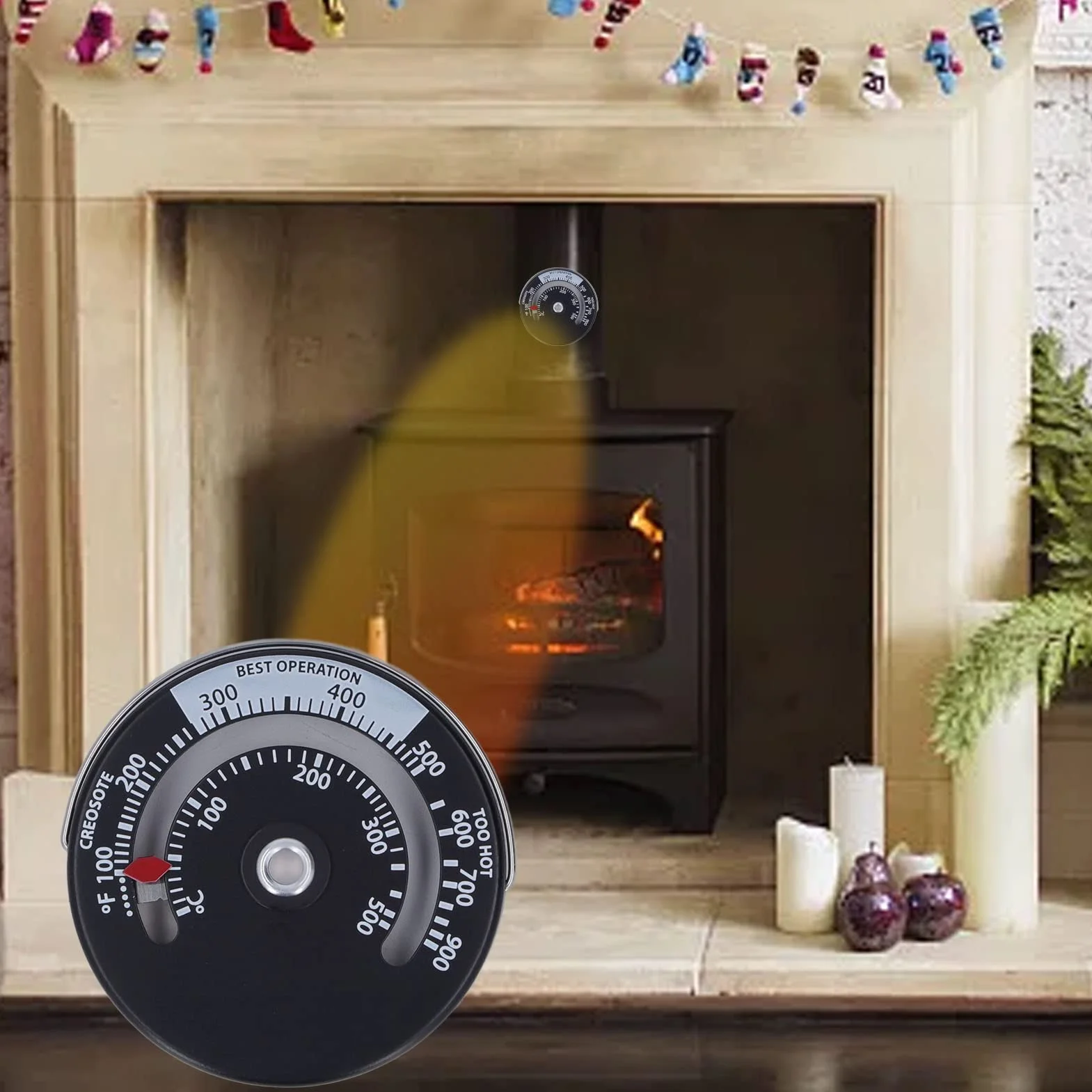 Termometr do Pieca Magnetycznego 0 ℃ -500 ℃ Termometr do Piekarnika ze Stopu Aluminium do Pieca Opalanego Drewnem Kuchenka Gazowa Piec na Pelety
