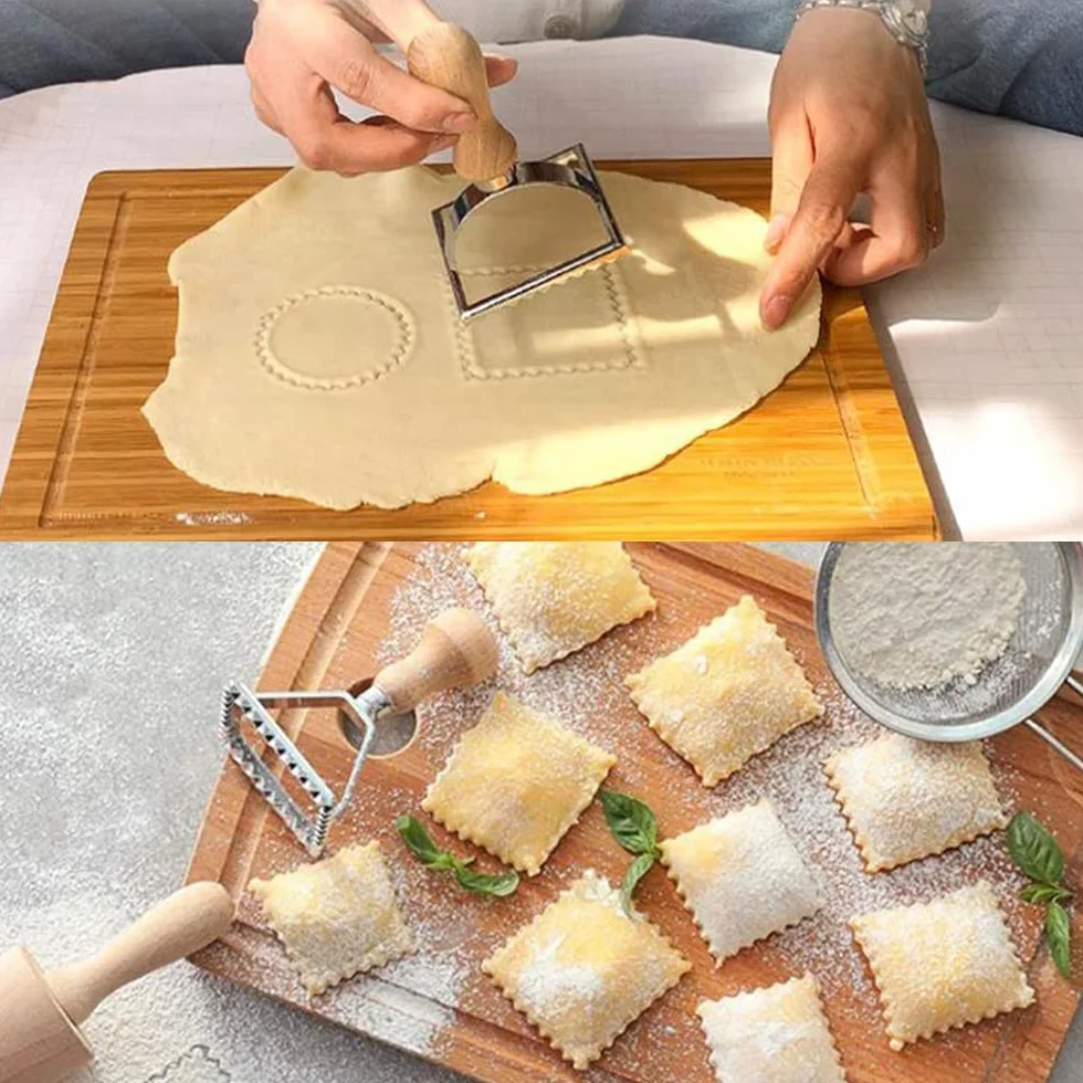 Zestaw 5 foremek do wycinania ravioli, foremki do ciasta, ravioli, foremka do pierogów, kwadratowa, okrągła forma do ravioli w kształcie serca, do makaronu