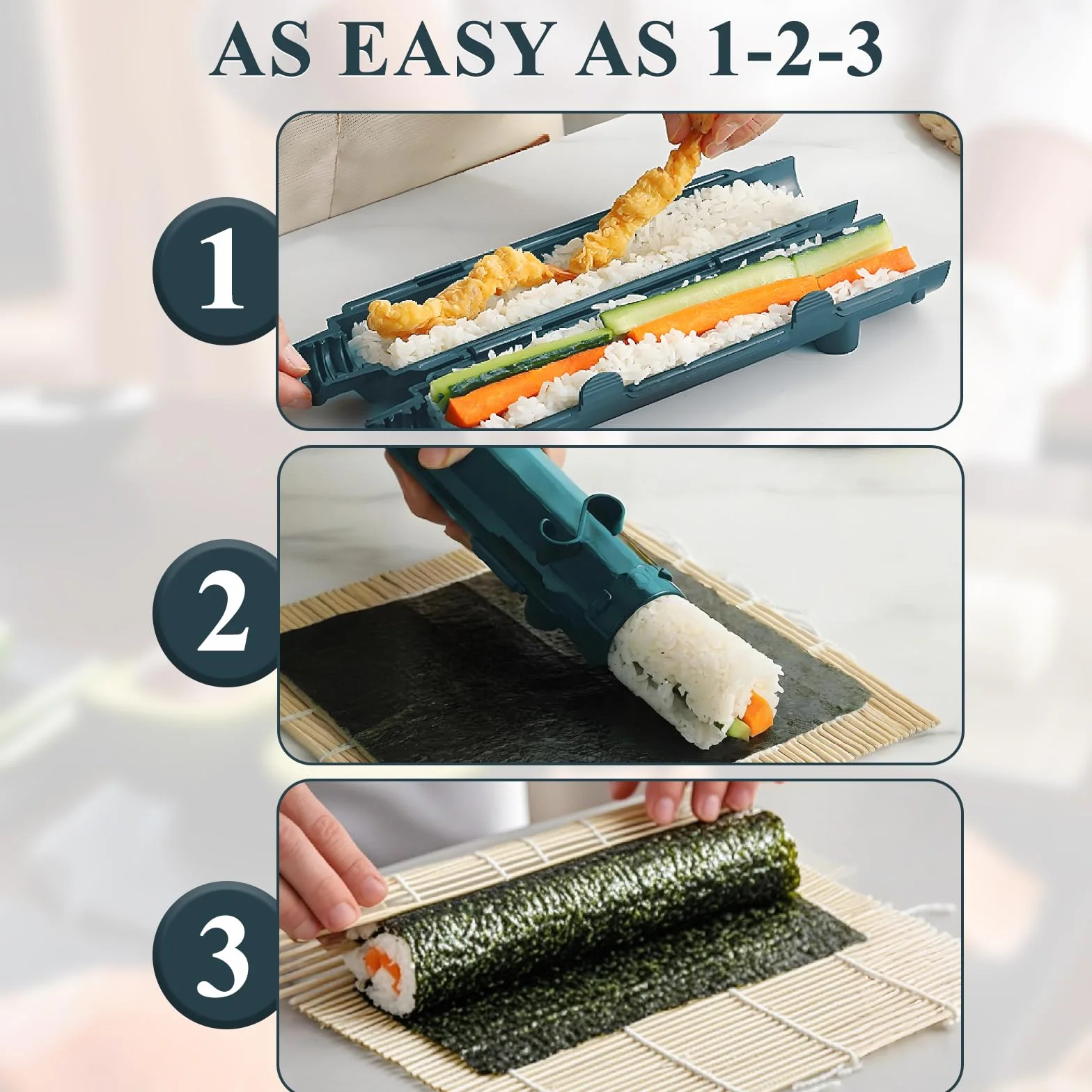 4-częściowy zestaw do sushi, wielofunkcyjna maszyna do sushi, nadaje się do produkcji kulek ryżowych, "zrób to sam", zestaw dla początkujących