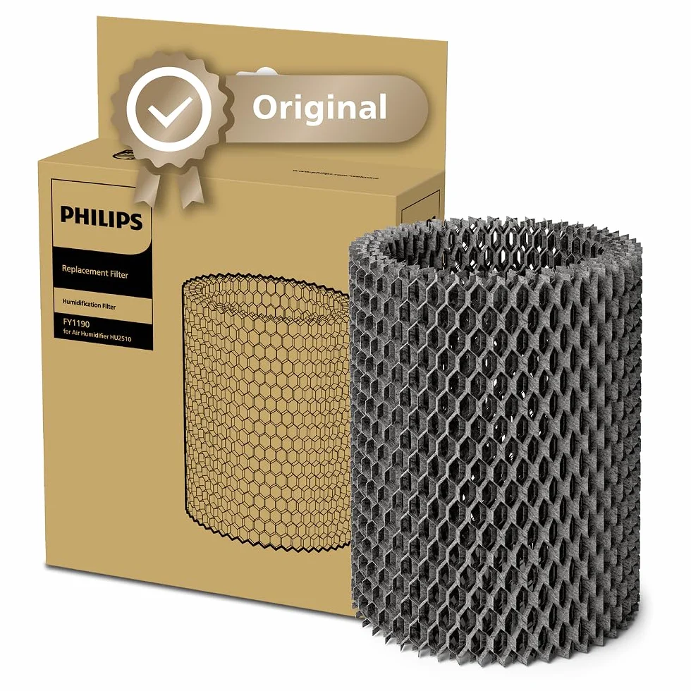 Philips Oryginalny filtr do nawilżacza powietrza serii 2000 HU2510, technologia NanoCloud, higieniczne nawilżanie, redukcja bakterii, skuteczność i żywotność 6 miesięcy, biały (FY1190/30)