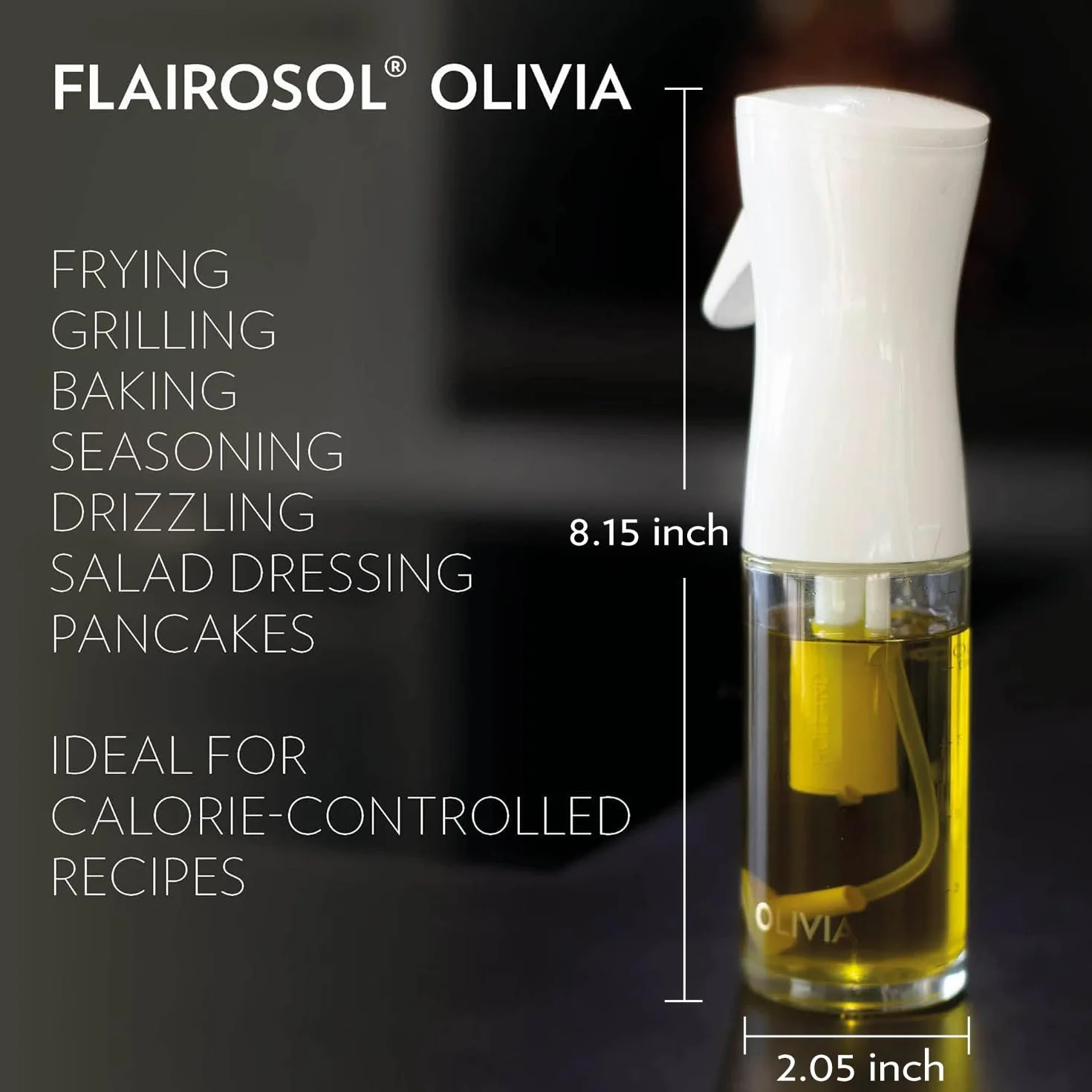 OLIVIA SIGNATURE Opryskiwacz do oleju kuchennego Flairosol, drobną mgiełką, szklana butelka z rozpylaczem