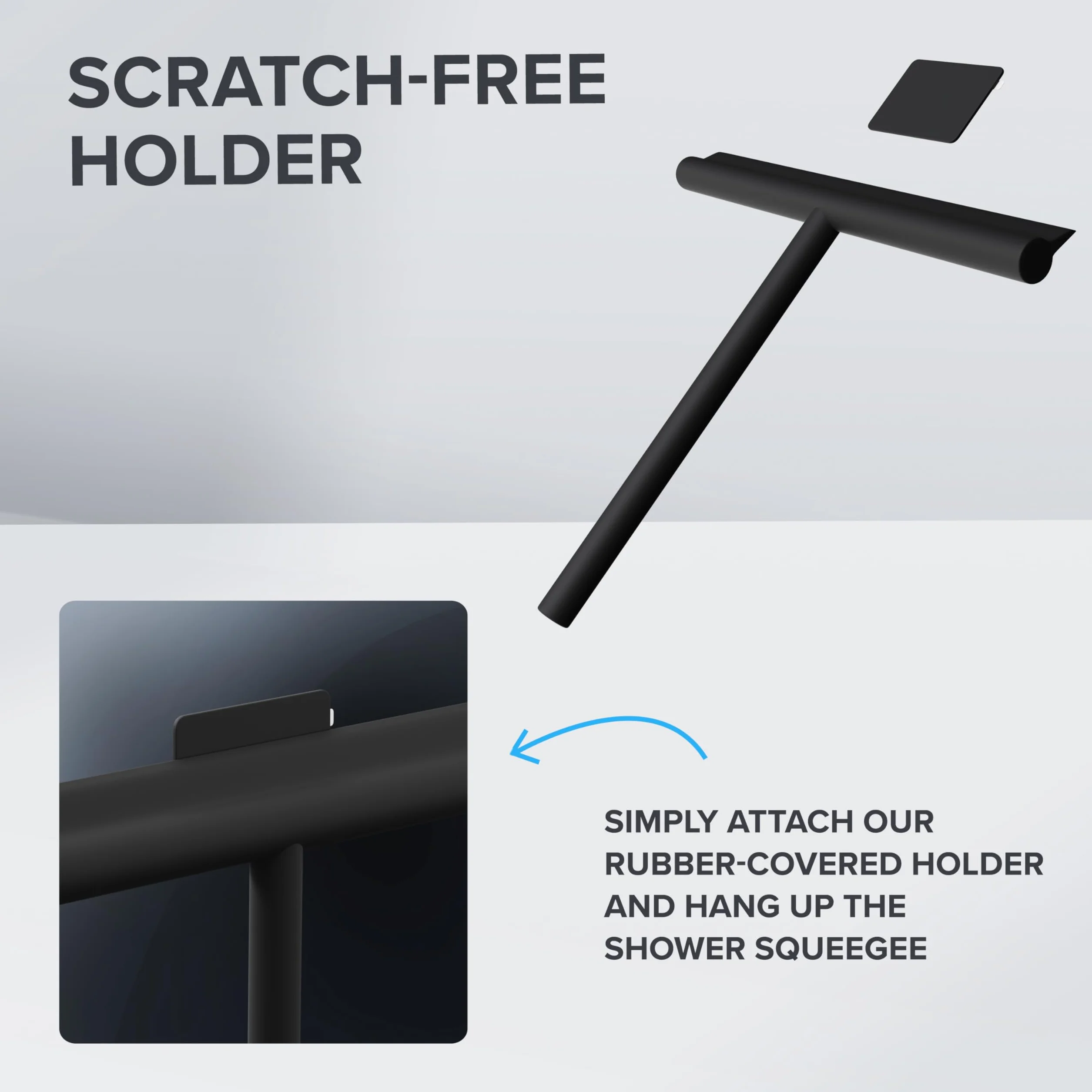 Ovimor Tomma ściągaczka prysznicowa magnetyczna 23,5 cm silikon stalowy rdzeń czarna