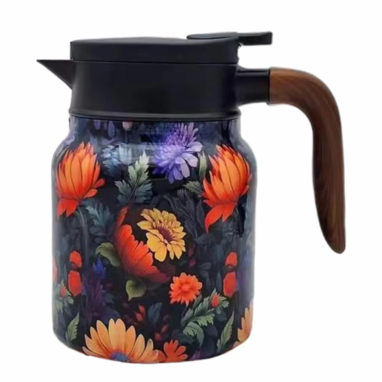 Termiczne dzbanki do herbaty, dozownik kwiatów w stylu retro, dozownik napojów do kawy, sitko do herbaty z eleganckim kwiatowym wzorem retro do utrzymywania kawy, herbaty i napojów gorących lub