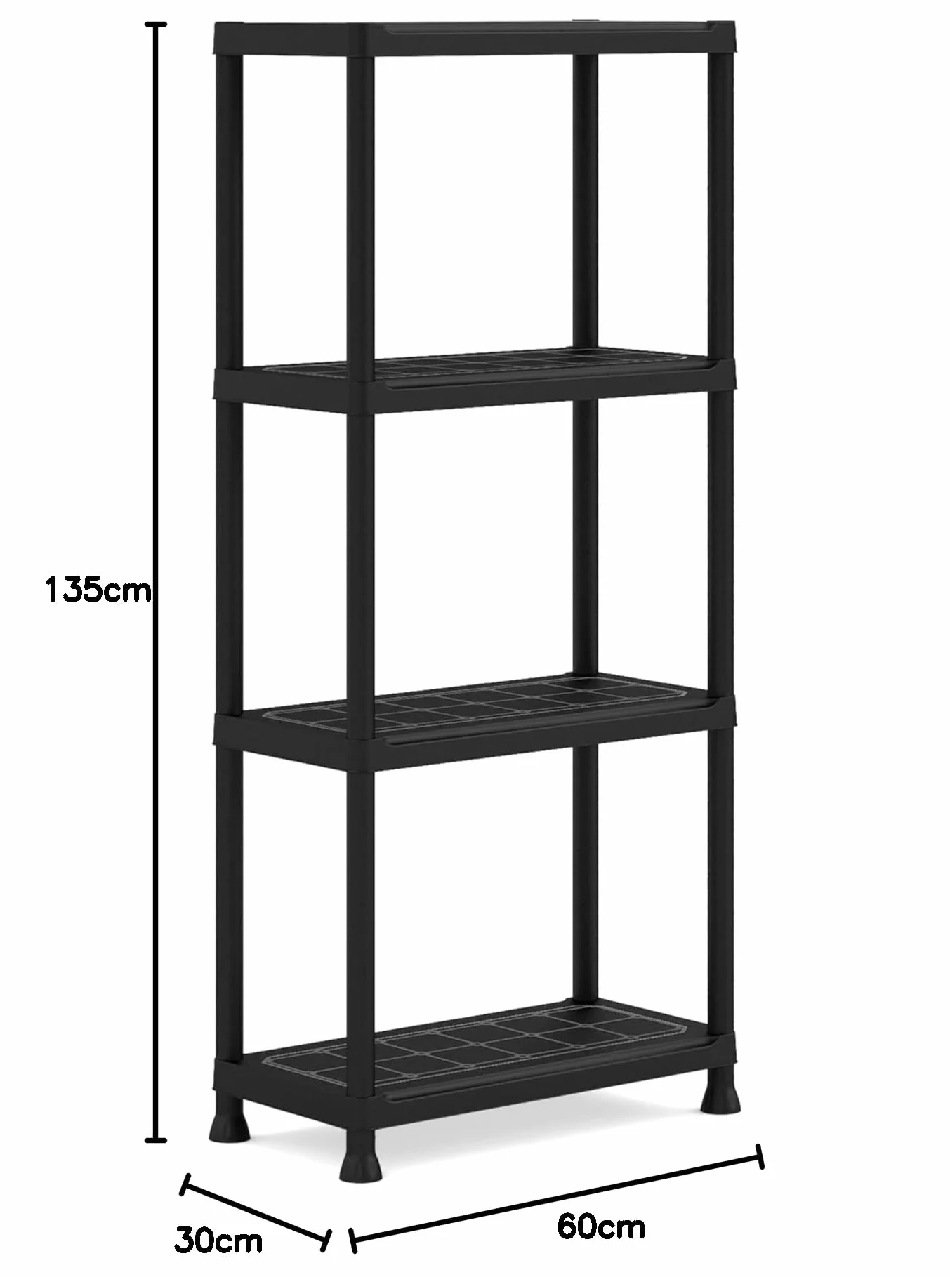 Keter Zestaw 2 półek 60/4, czarny, 4 półki, maksymalny zasięg 20 kg każdy, 60x30x135H cm