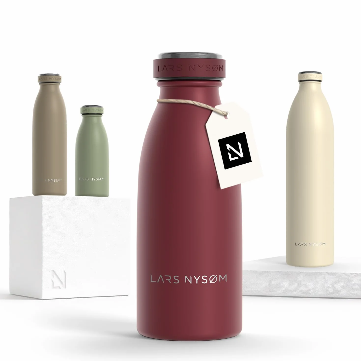 LARS NYSØM stalowa butelka 350ml, 500ml, 750ml, 1L, 1,5 litra | Flaszka termiczna odpowiednia do napojów gazowanych | Butelka na wodę do sportu, jogi (Berry Red, 350ml)