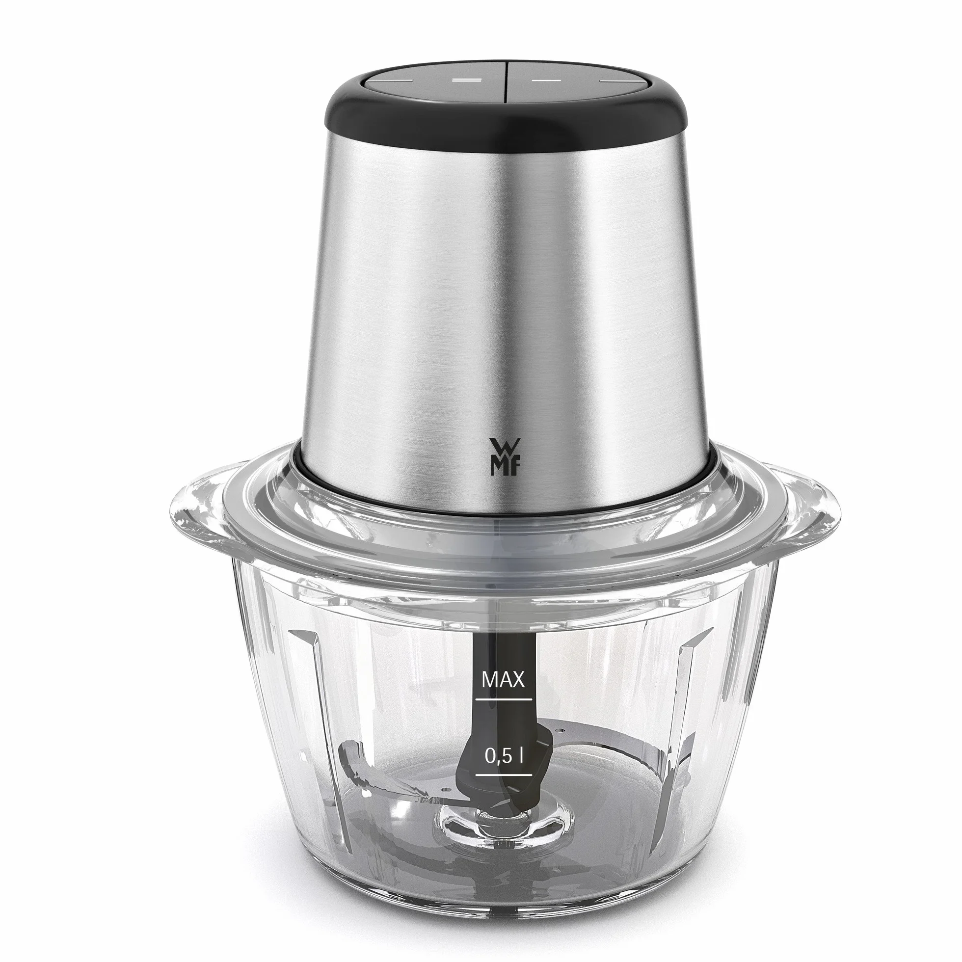 WMF 416590011 Kult X Edition Rozdrabniacze Szklanym Pojemnikiem, 320 W, Matowy/Srebrny
