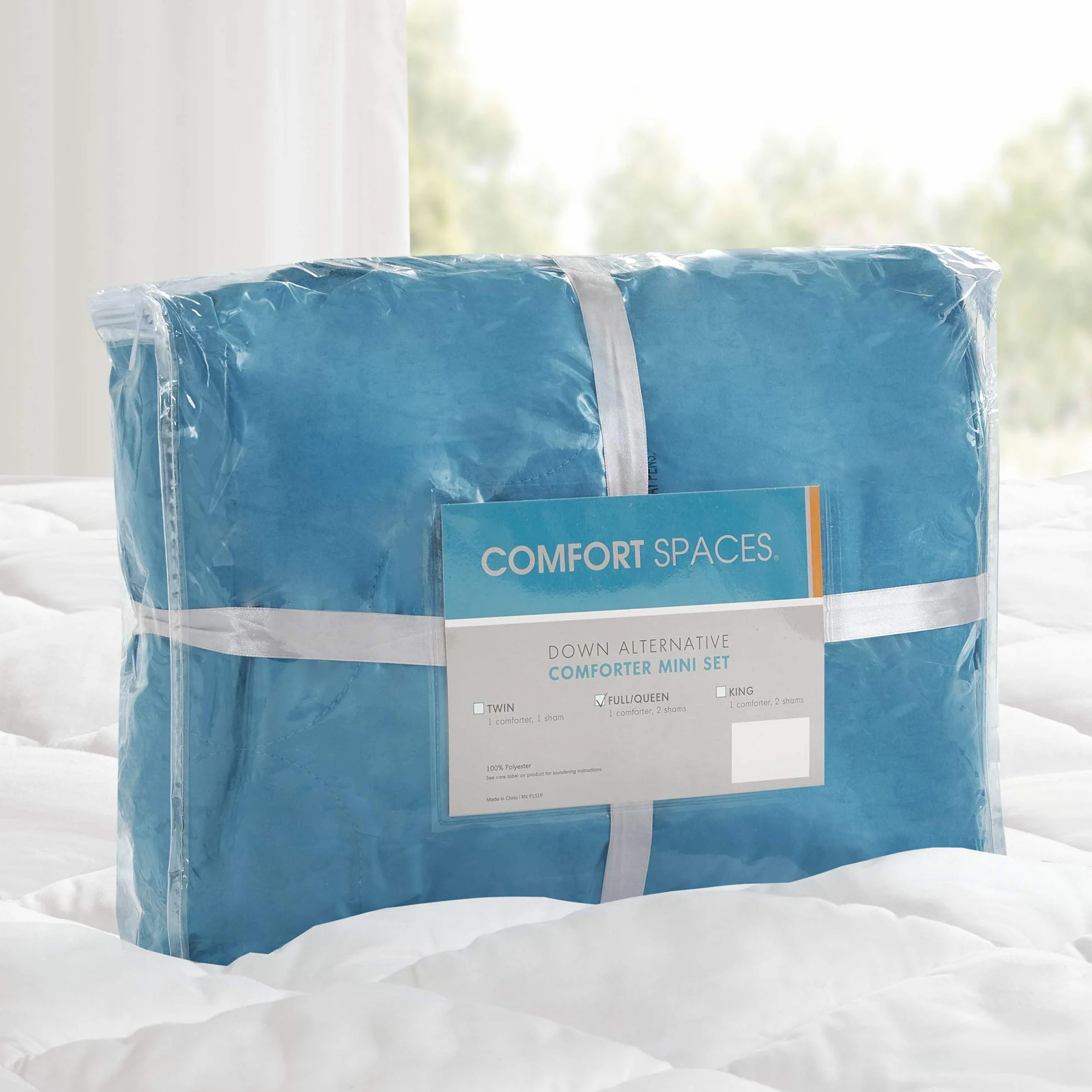 Comfort Spaces Vixie Reversible Comforter Set - Trendy Casual Geometric Quilted Cover, All Season Down Alternative Cozy Bedding, Matching Sham, Teal/Charcoal, Full/Queen 3 piece