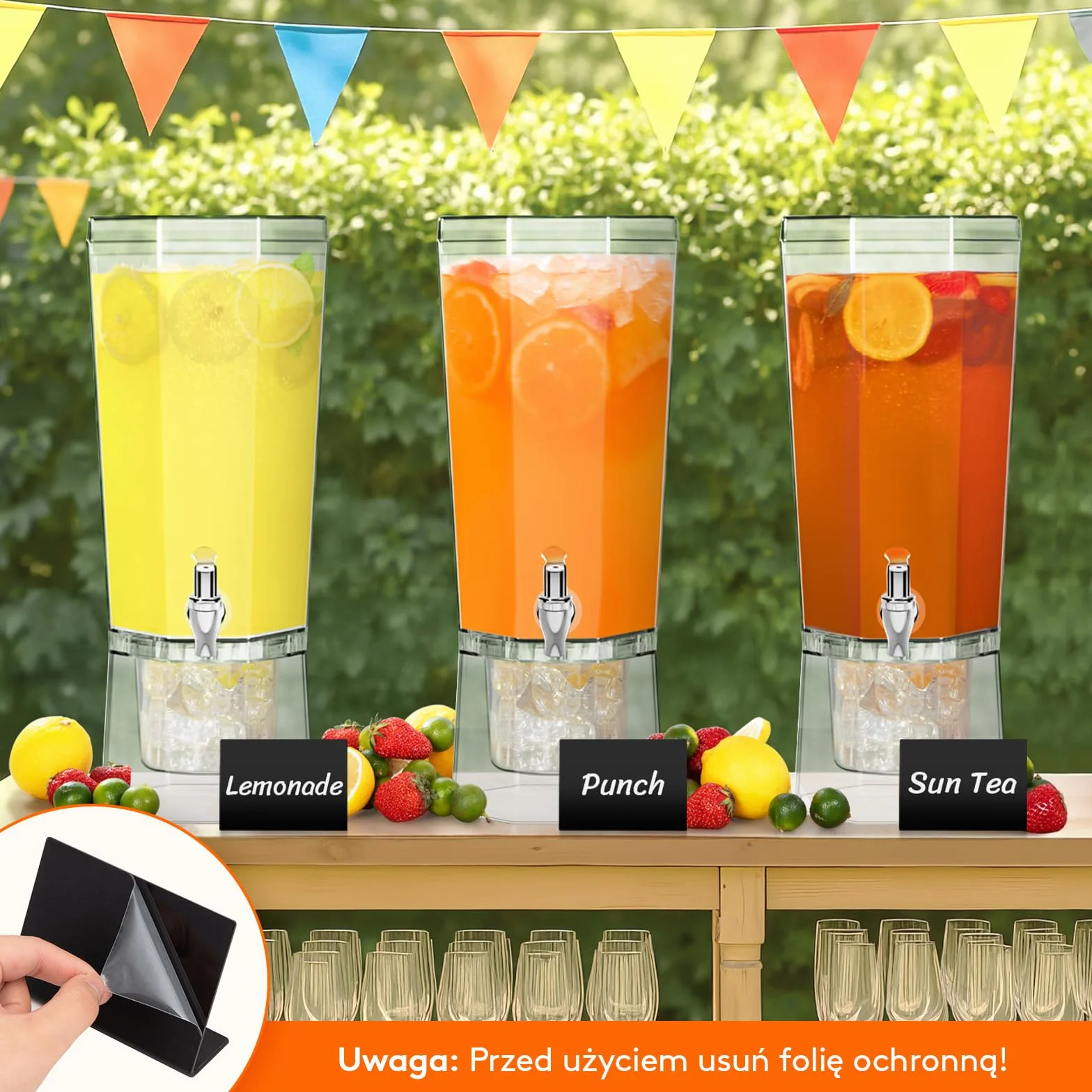 Lifewit 6L Dozownik Napojów z Kranikiem, Zestaw 2 Sztuki (w 1 opakowaniu) Plastikowy Dzbanek do Koktajli, Fontanna do Mrożonych koktajli z Podstawką na sok, Lemoniadę, Napoje Gazowane i Herbatę