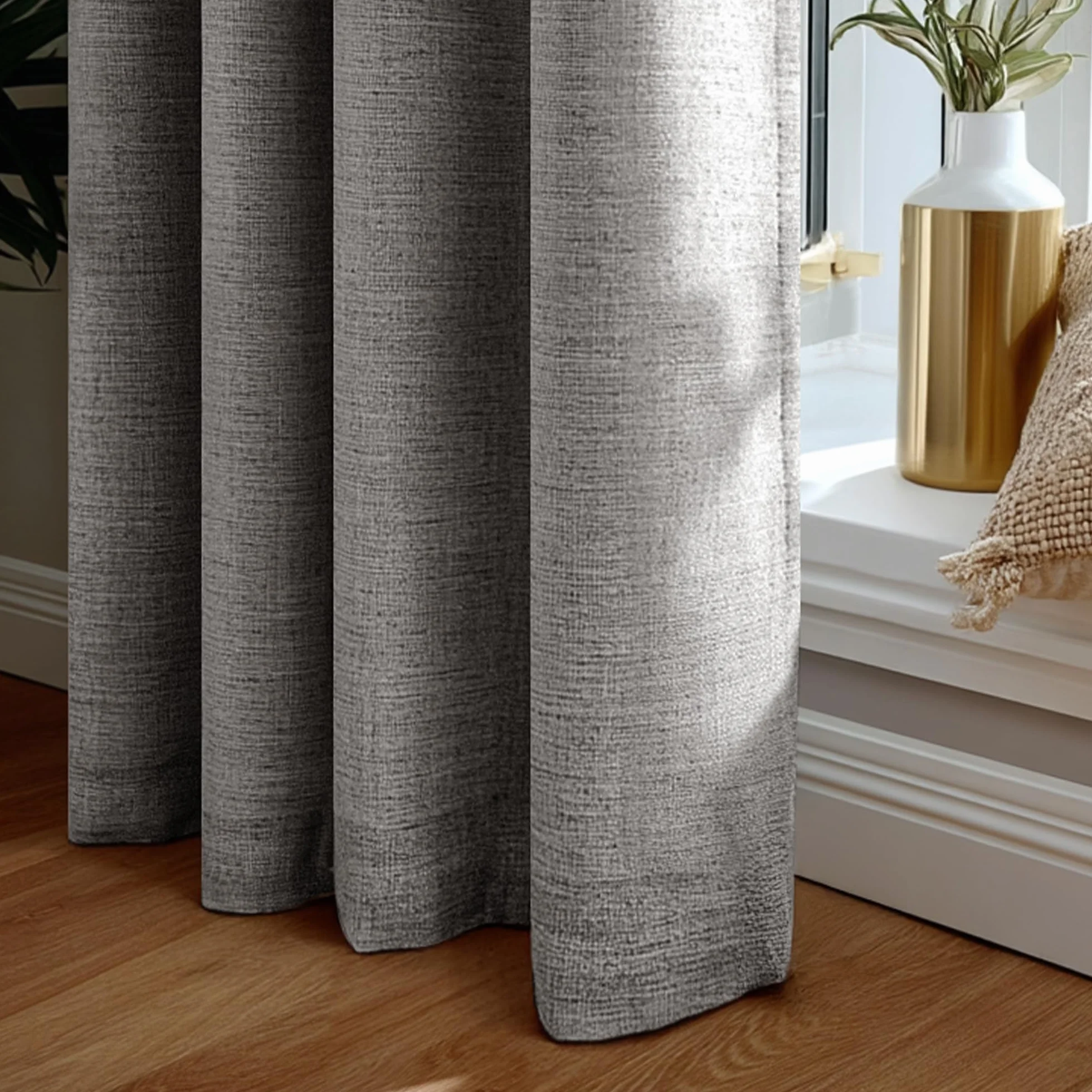Deconovo Zasłony zaciemniające do wnętrz, 100% z oczkami, zestaw 2 izolowanych termicznie zasłon o wyglądzie lnu, 140 x 240 cm, brązowy, do sypialni i salonu