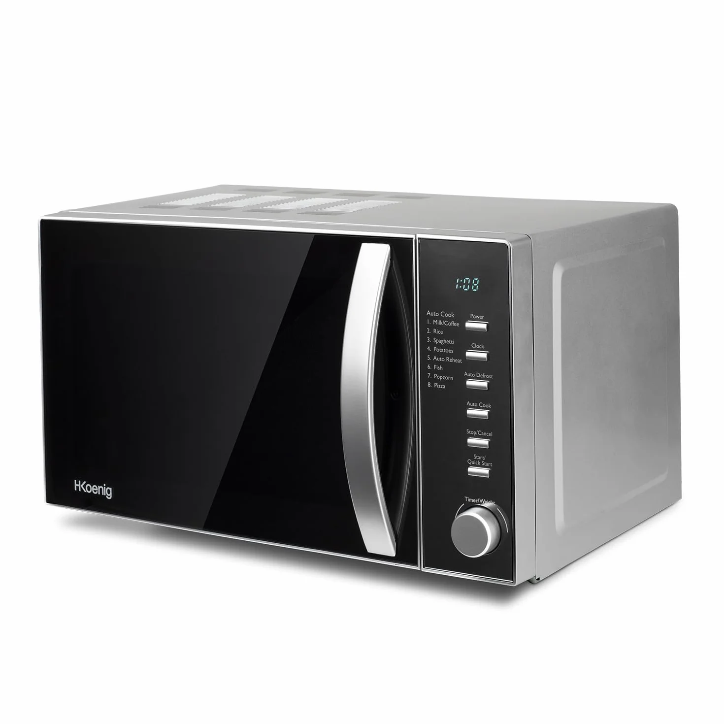 H.Koenig VIO2 Compact Digital Kuchenka mikrofalowa 20 l, 700W, gramofon 24,5 cm, programowalny wielofunkcyjny 6 poziomów ogrzewania, rozmrażania i ekspresu, timer 60min, efekt czarnego lustra