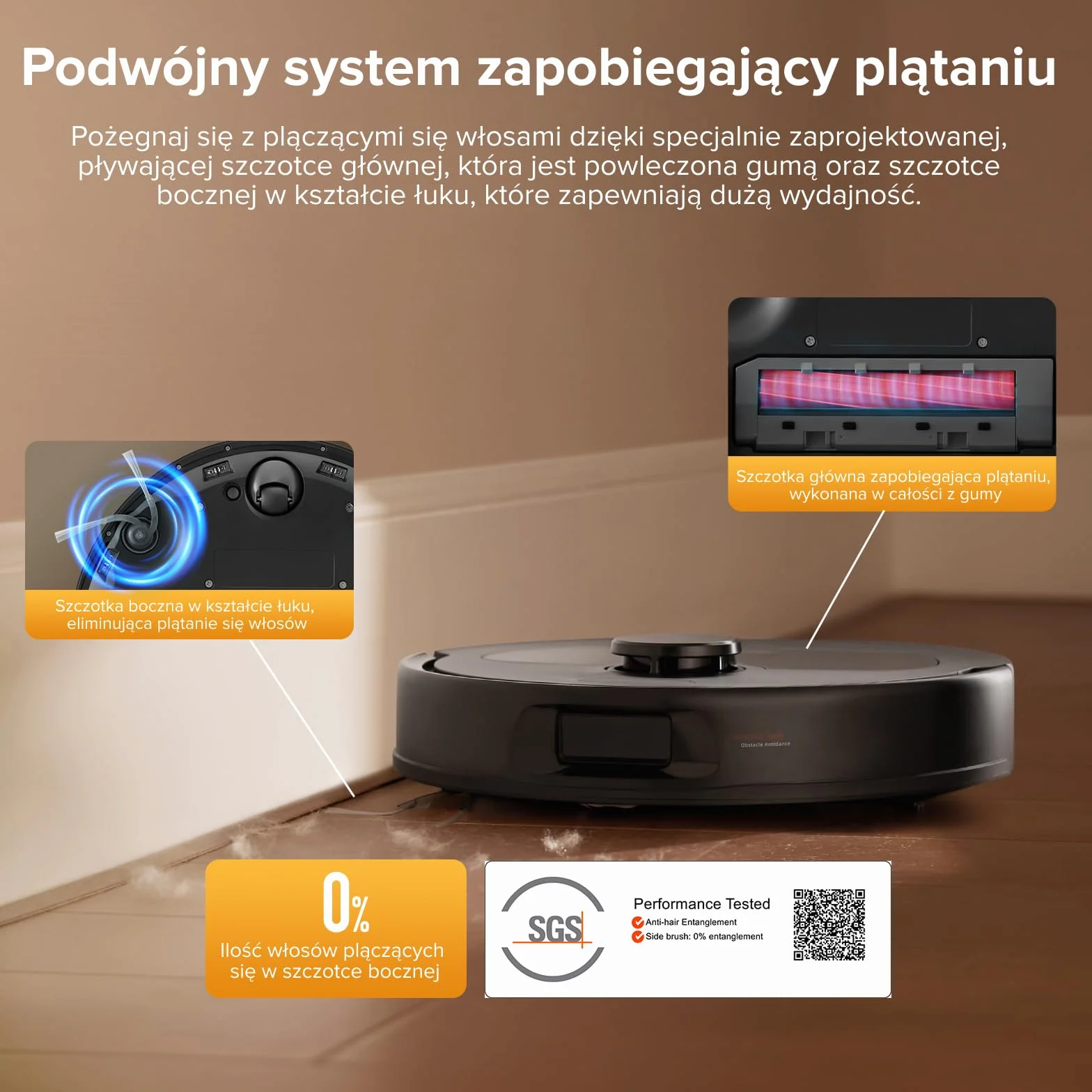 roborock QV 35A Set robot odkurzający, 8000Pa HyperForce, wielofunkcyjna stacja, mop obrotowy 200 obr./min i podnośnik 10 mm, zapobieganie splątaniu, unikanie przeszkód, mapowanie