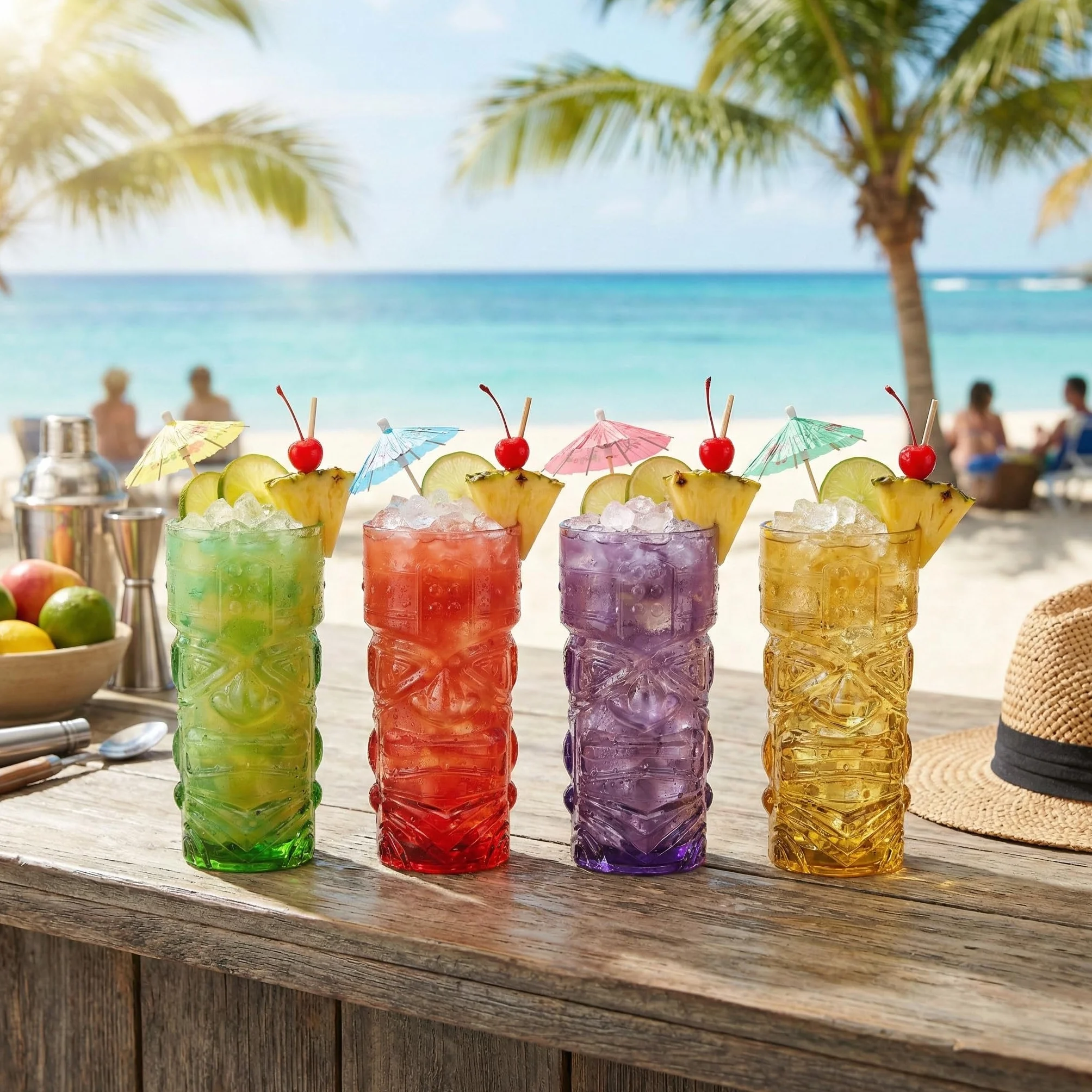 CKB LTD Zestaw 4 kieliszków do koktajli Tiki Bar - Wysokie kieliszki idealne na hawajską imprezę z rumem, koktajle mieszane na bazie rumu, drinki Mai Tai, Long Island Iced Tea lub Zombie