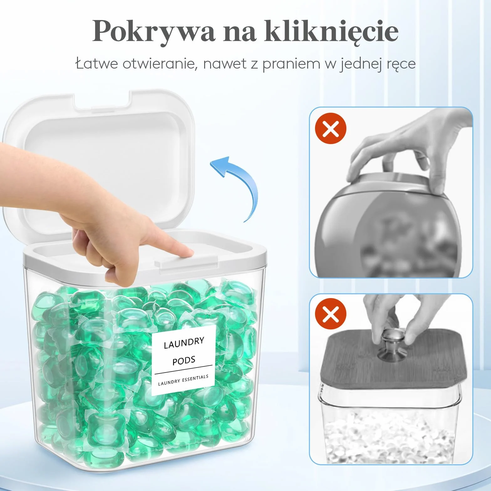 Lifewit 2700 x2+4500 ml/0,72x2+1,2 gal pudełka do przechowywania środków do prania w kapsułkach z zapięciem, pudełko do przechowywania proszku do prania z etykietą i łyżeczką, pudełka do środków do