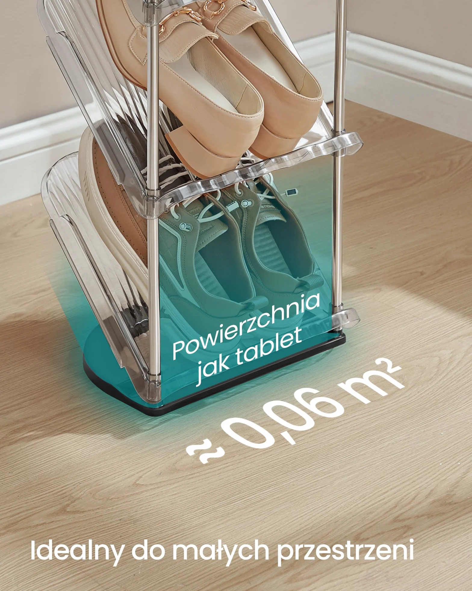 SONGMICS regał na buty 5 poziomów skośna półka plastik 24,5 x 28,4 x 102,5 cm szary LPC049GZ01