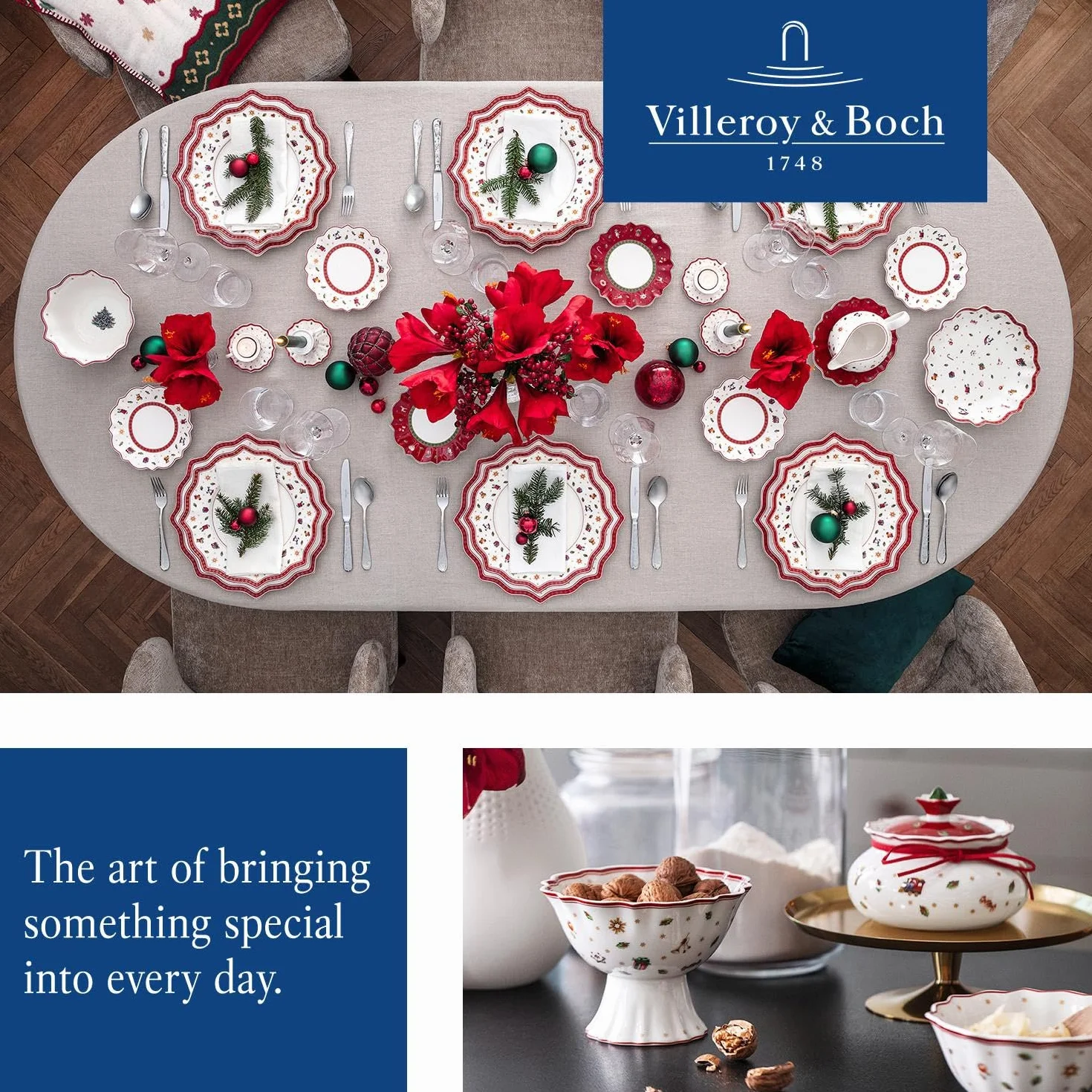 Villeroy & Boch Toy's Delight Serwis śniadaniowy dla maksymalnie 2 osób „Breakfast for Two”, 6-częściowy, porcelana premium, czerwony
