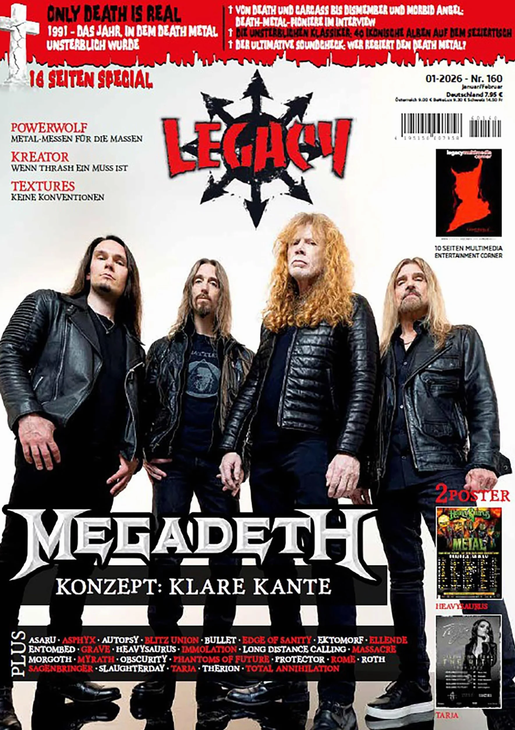 LEGACY MAGAZIN: THE VOICE FROM THE DARKSIDE. Ausgabe #160 (1/2026): Mit Titelstory zu MEGADETH und 16-seitigem Death-Metal-Special