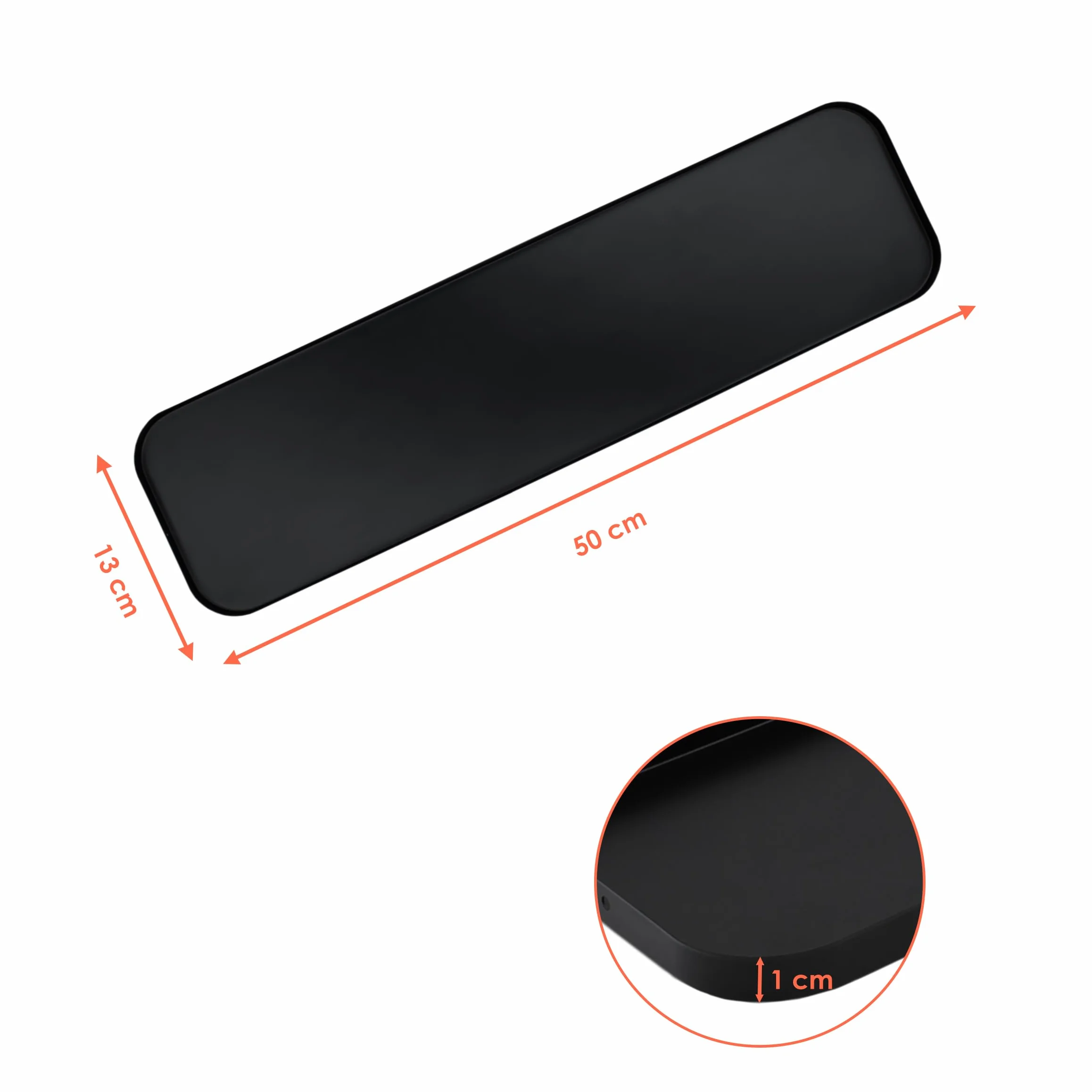 Taca dekoracyjna metalowa czarna 50x13 cm prostokątna