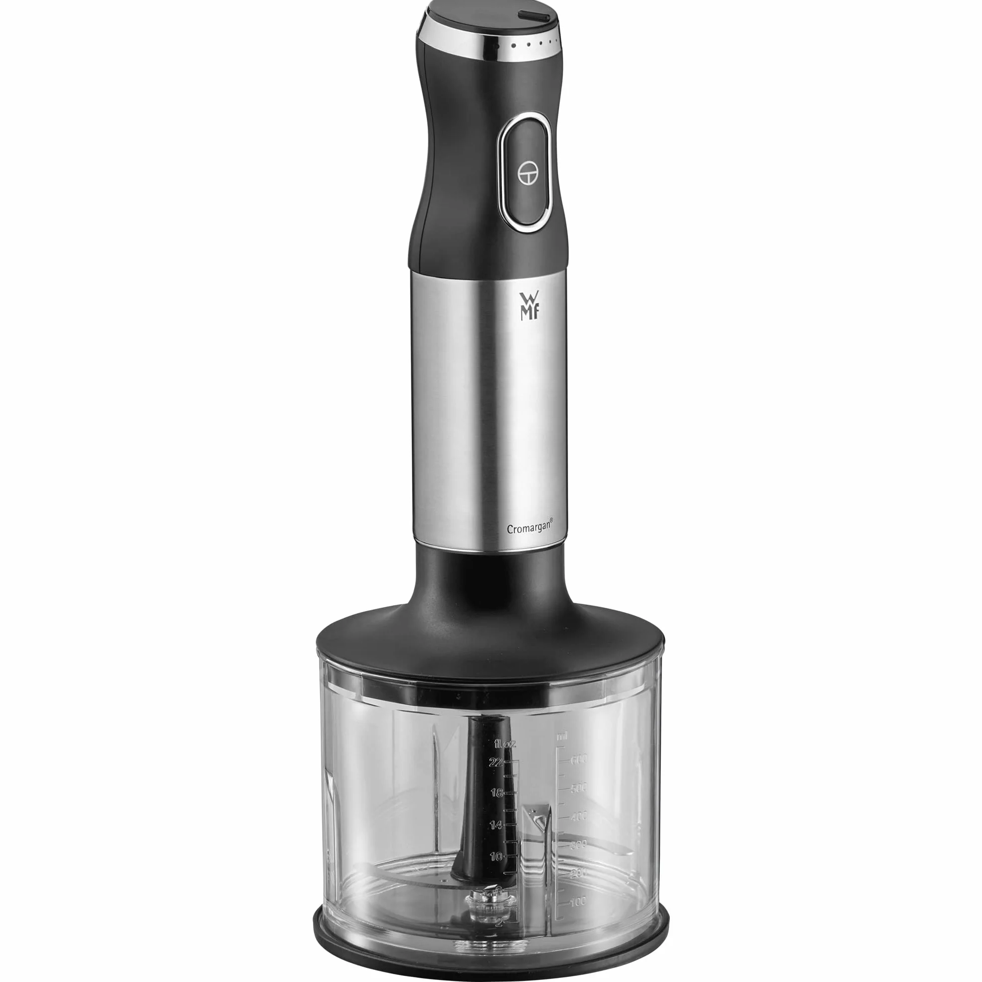 WMF Kult X 5-częściowy zestaw blenderów ręcznych, pałeczka immersyjna, ubijacz, rozdrabniacz, 600 W, magiczna różdżka z pojemnikiem do miksowania 700 ml, stal nierdzewna matowa